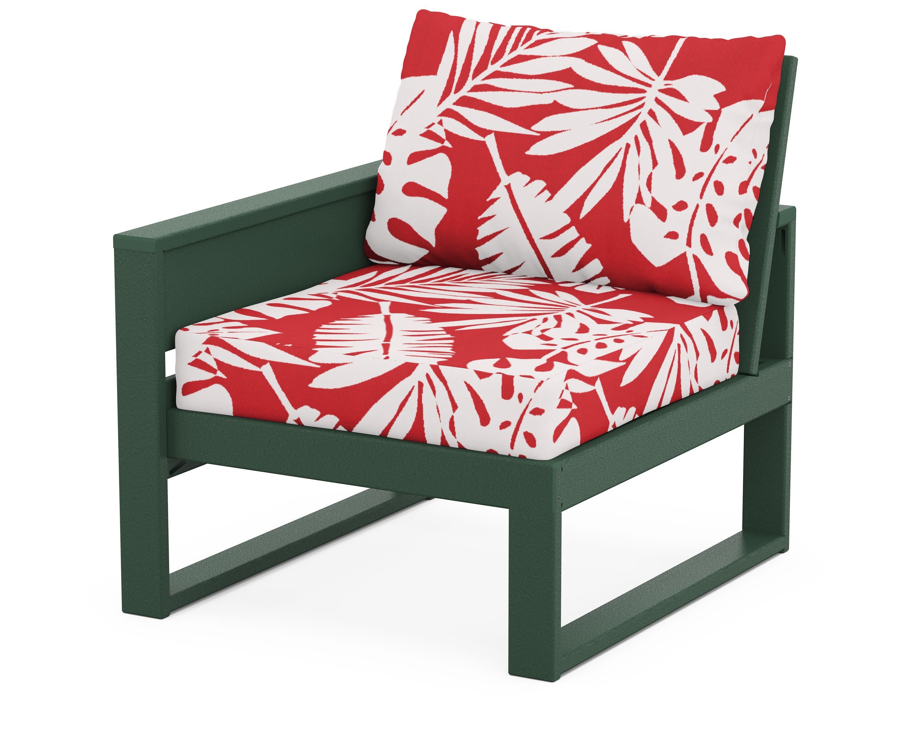 Eastport Modular Left Arm Chair in Rainforest Canopy / Leaf Crimson