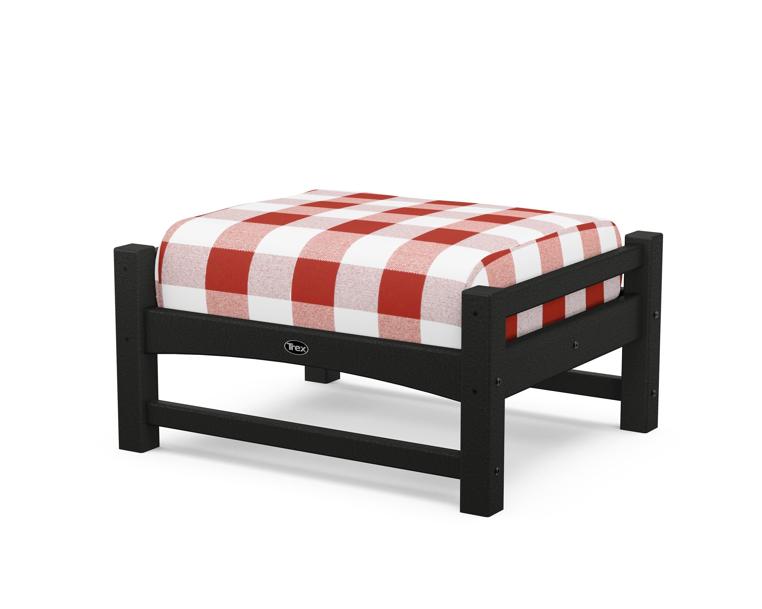 Rockport Club Ottoman in Charcoal Black / Buffalo Plaid Crimson