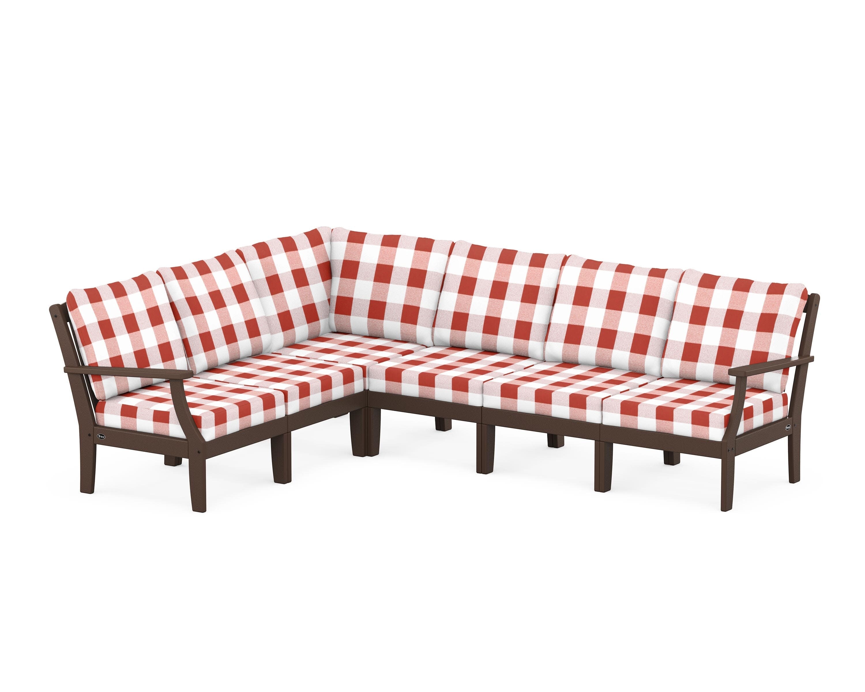 Yacht Club Modular 6-Piece Deep Seating Set in Vintage Lantern / Buffalo Plaid Crimson