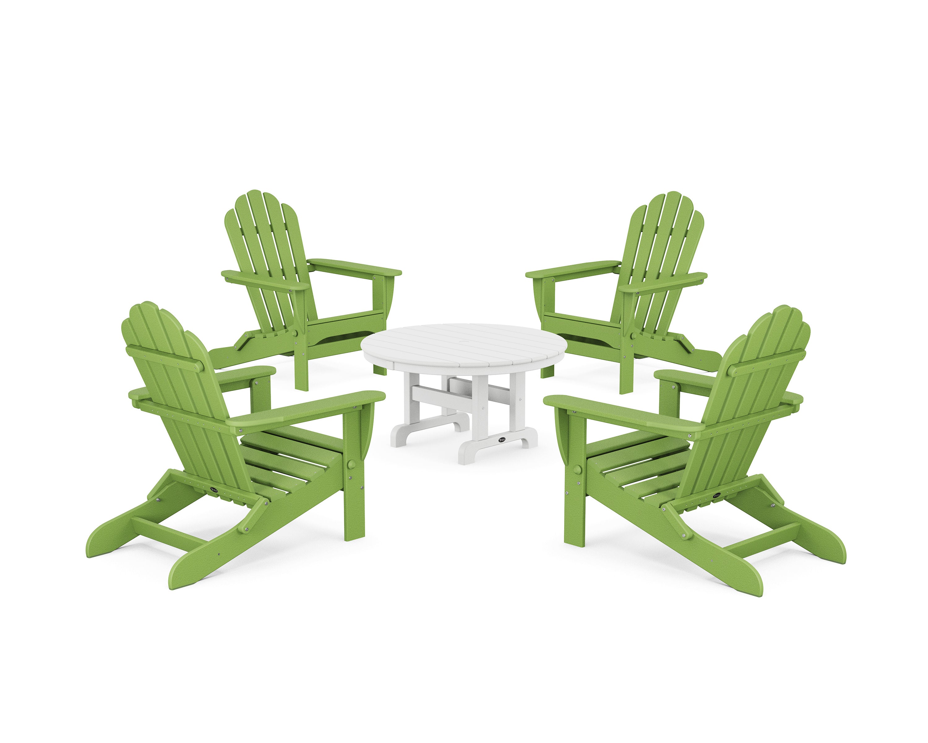 5-Piece Monterey Bay Folding Adirondack Chair Conversation Group in Lime