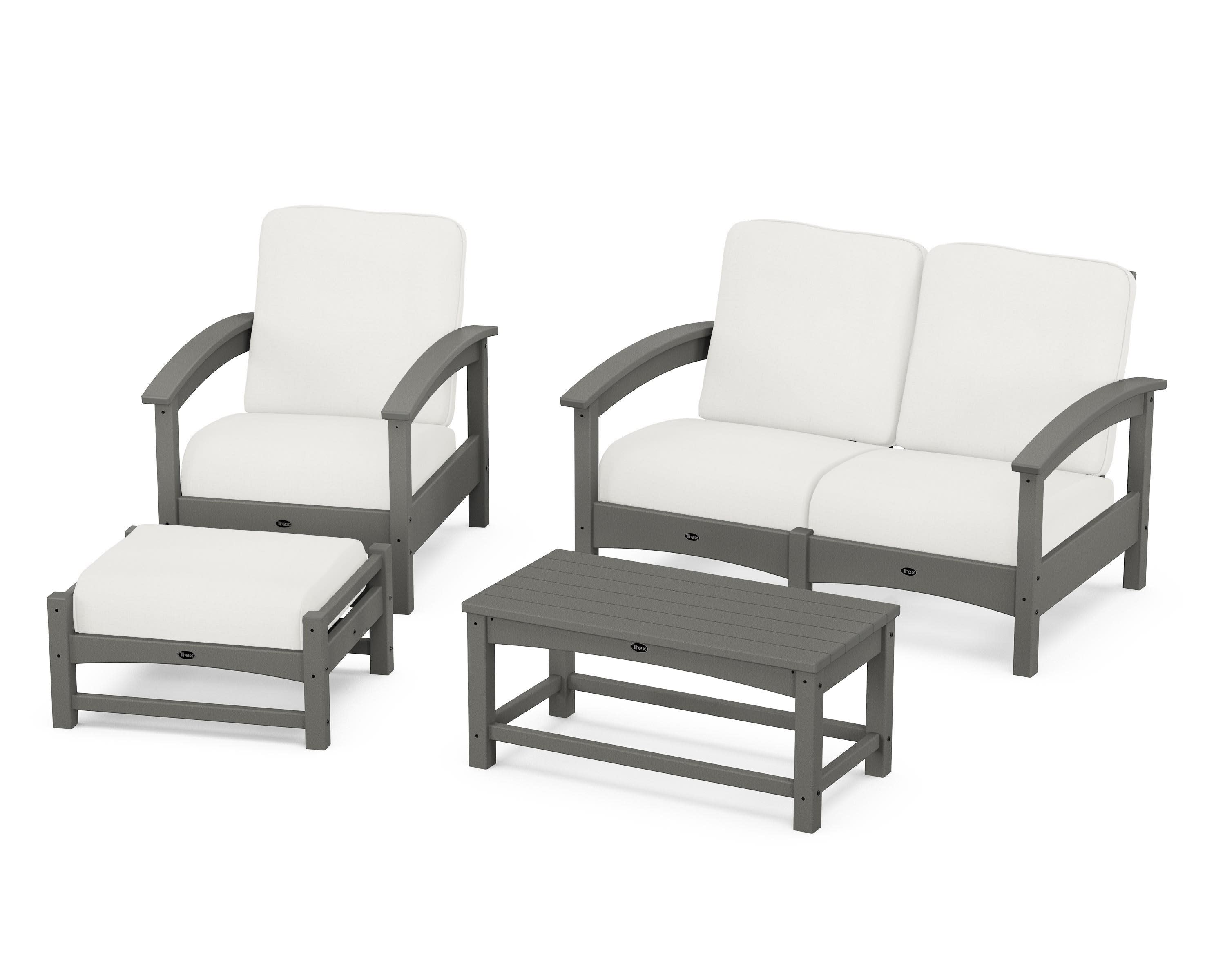 Rockport 4-Piece Deep Seating Conversation Group in Stepping Stone / Natural Linen