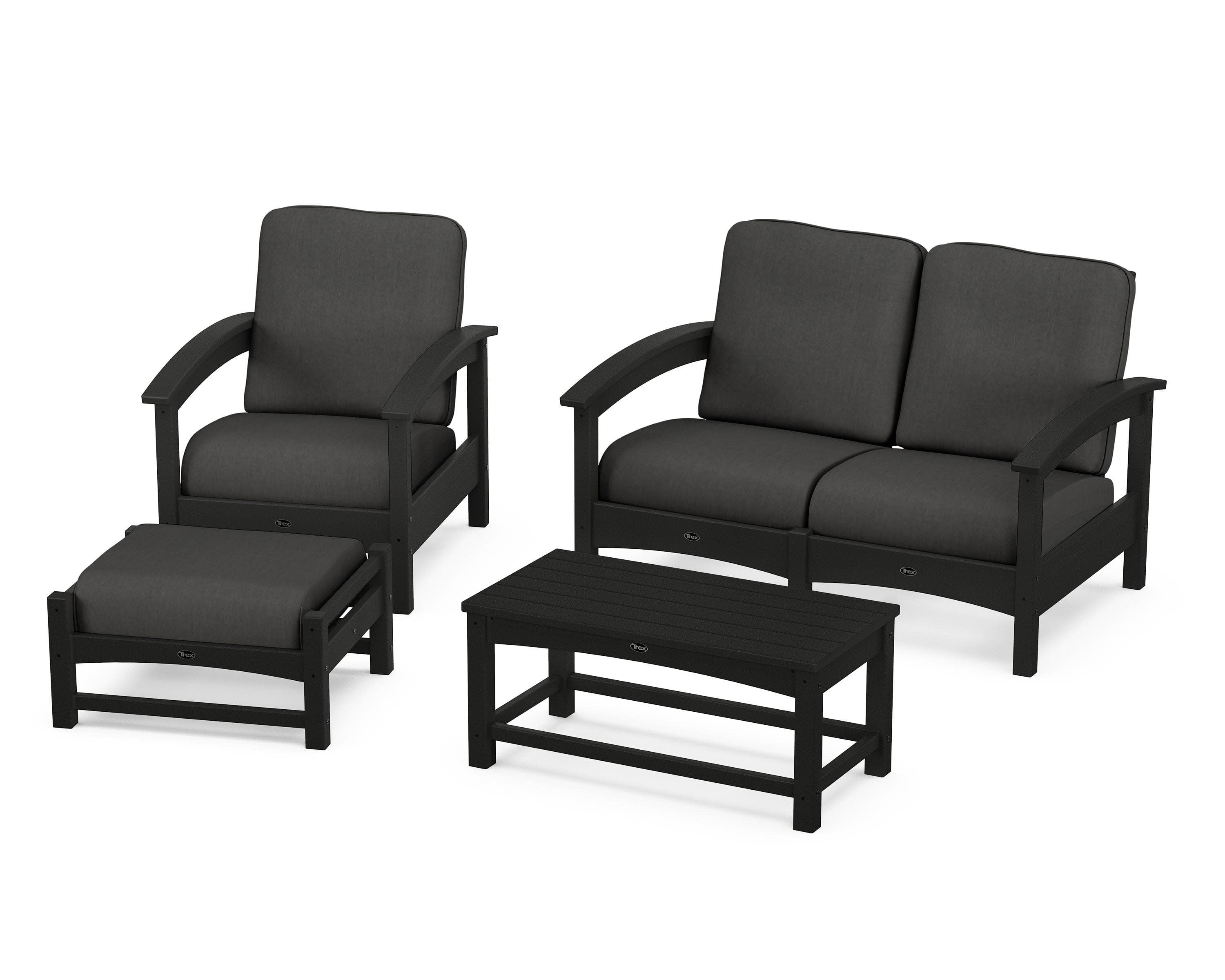 Rockport 4-Piece Deep Seating Conversation Group in Charcoal Black / Spectrum Carbon