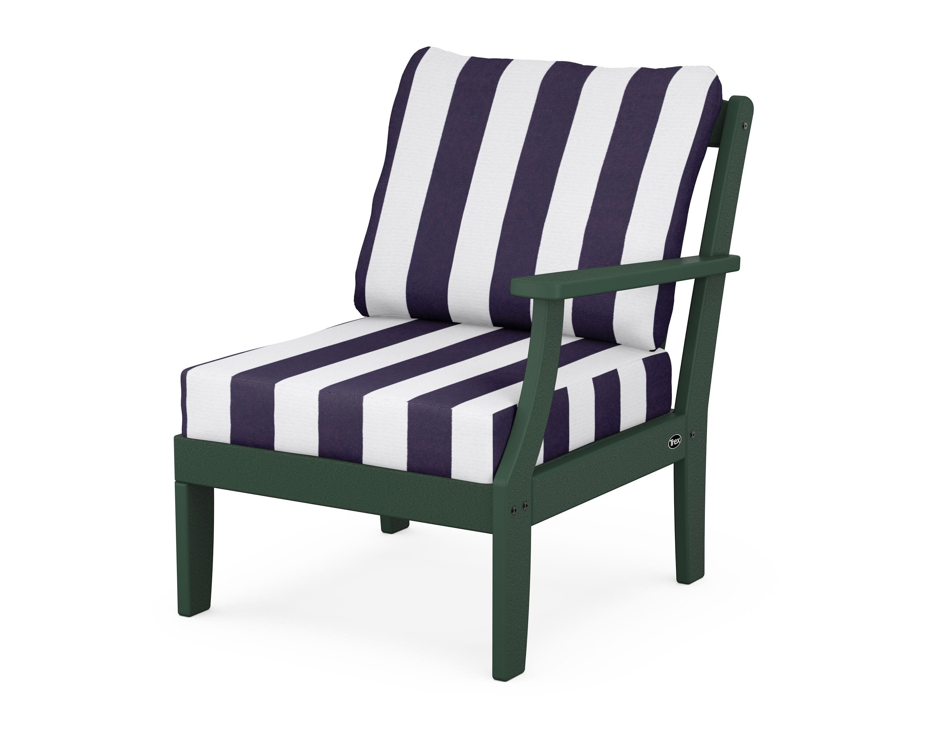 Yacht Club Modular Right Arm Chair in Rainforest Canopy / Cabana Stripe Navy