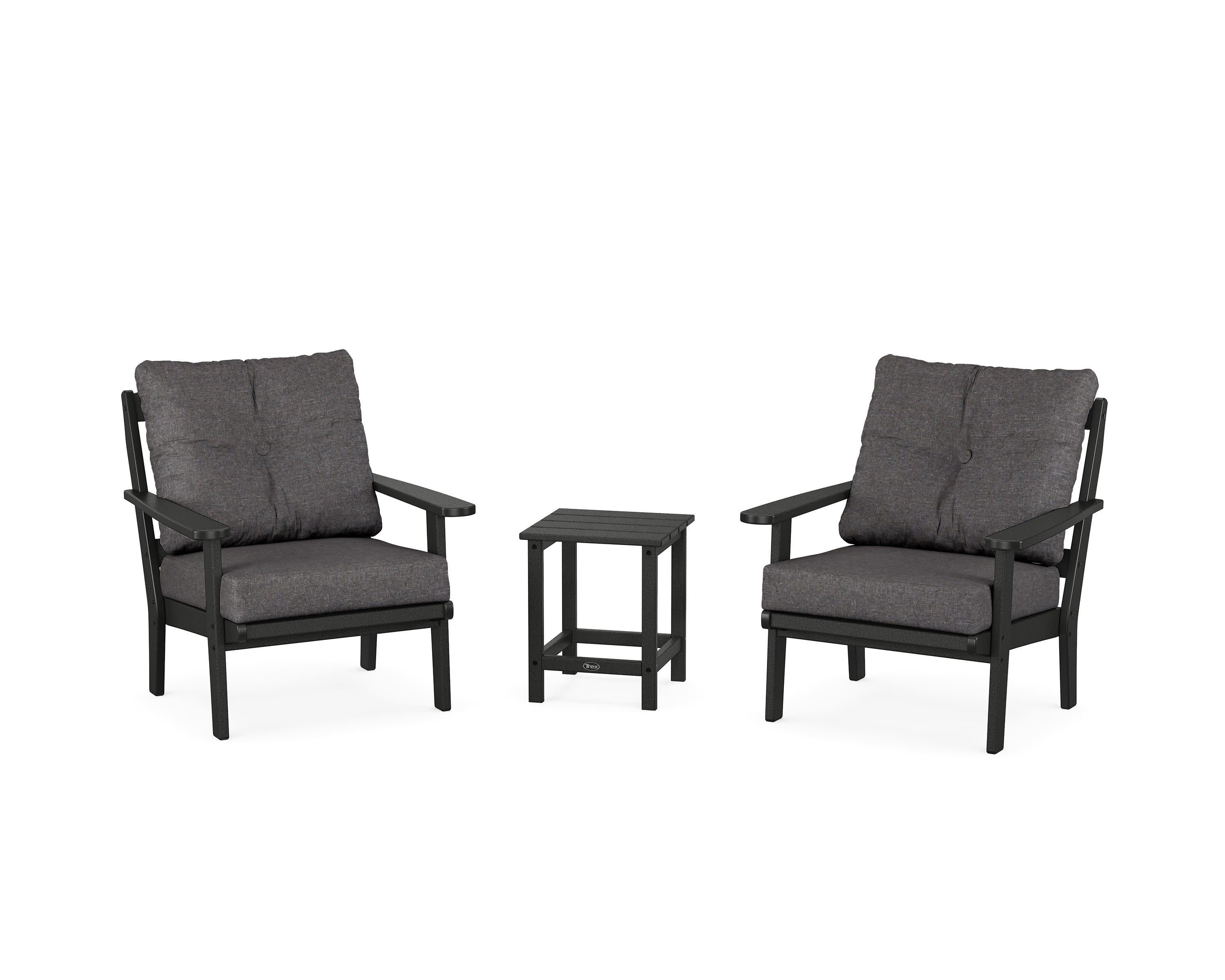 Cape Cod 3-Piece Deep Seating Set in Charcoal Black / Ash Charcoal