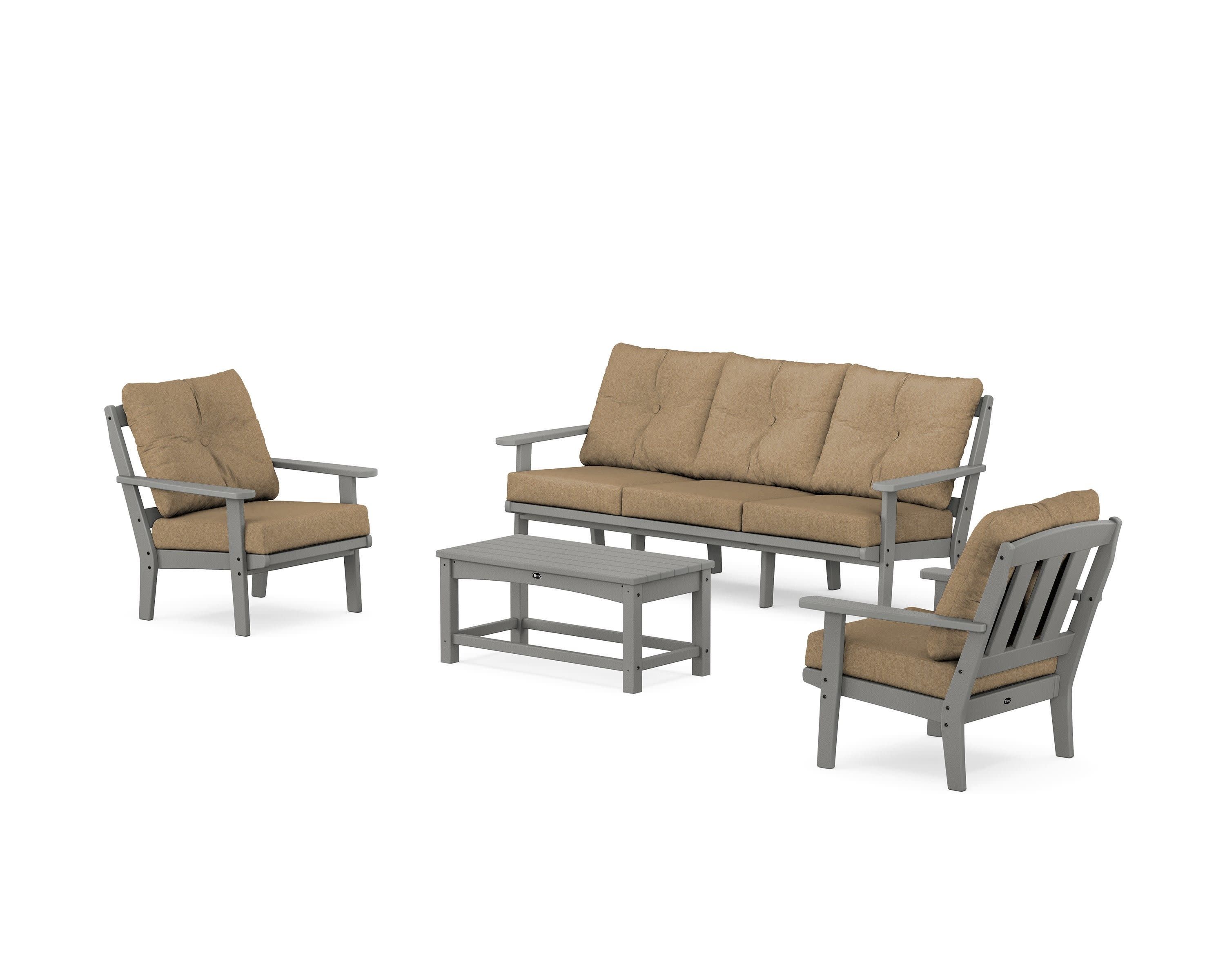Cape Cod 4-Piece Deep Seating Set with Sofa in Stepping Stone / Sesame