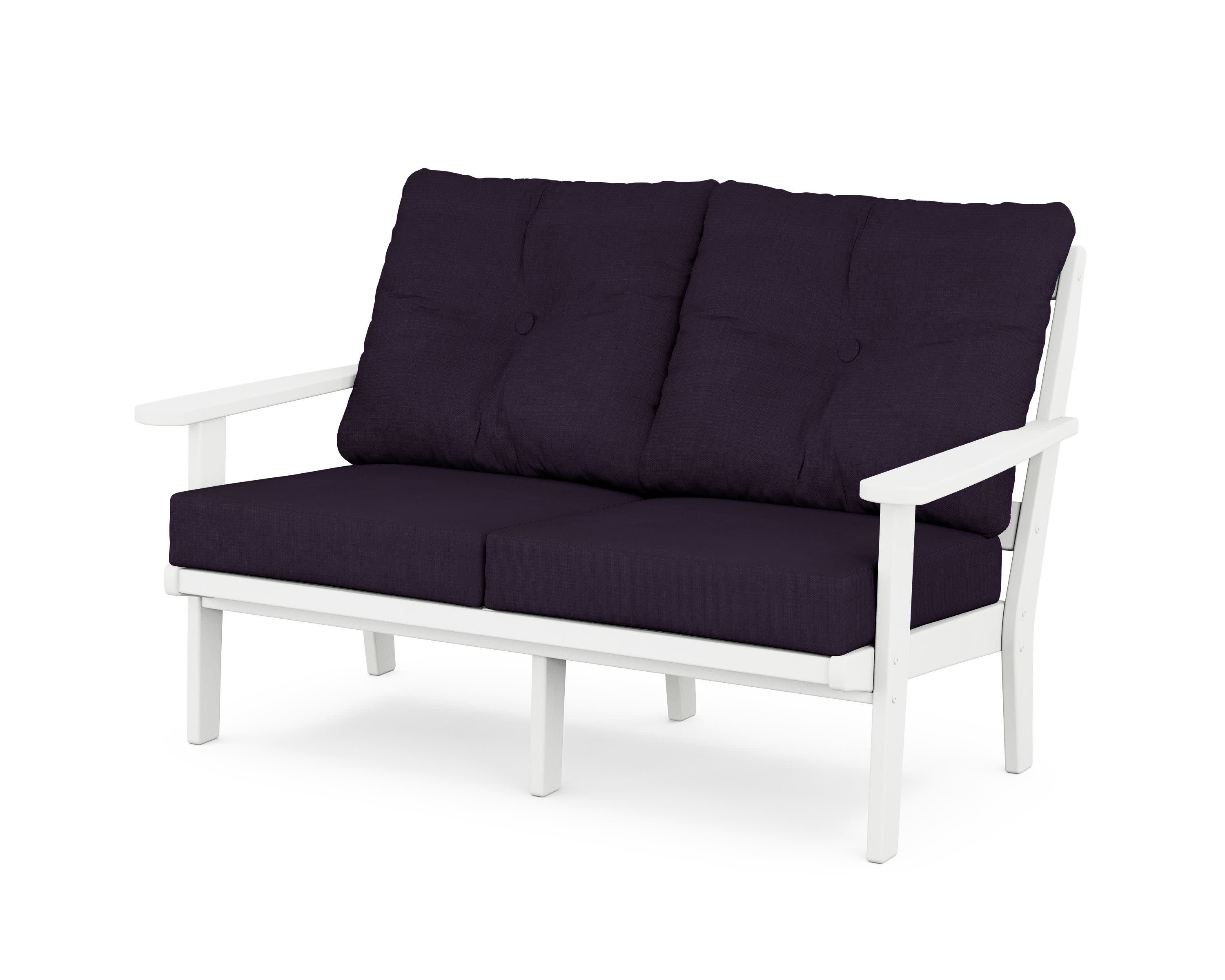 Cape Cod Deep Seating Loveseat in Classic White / Navy Linen