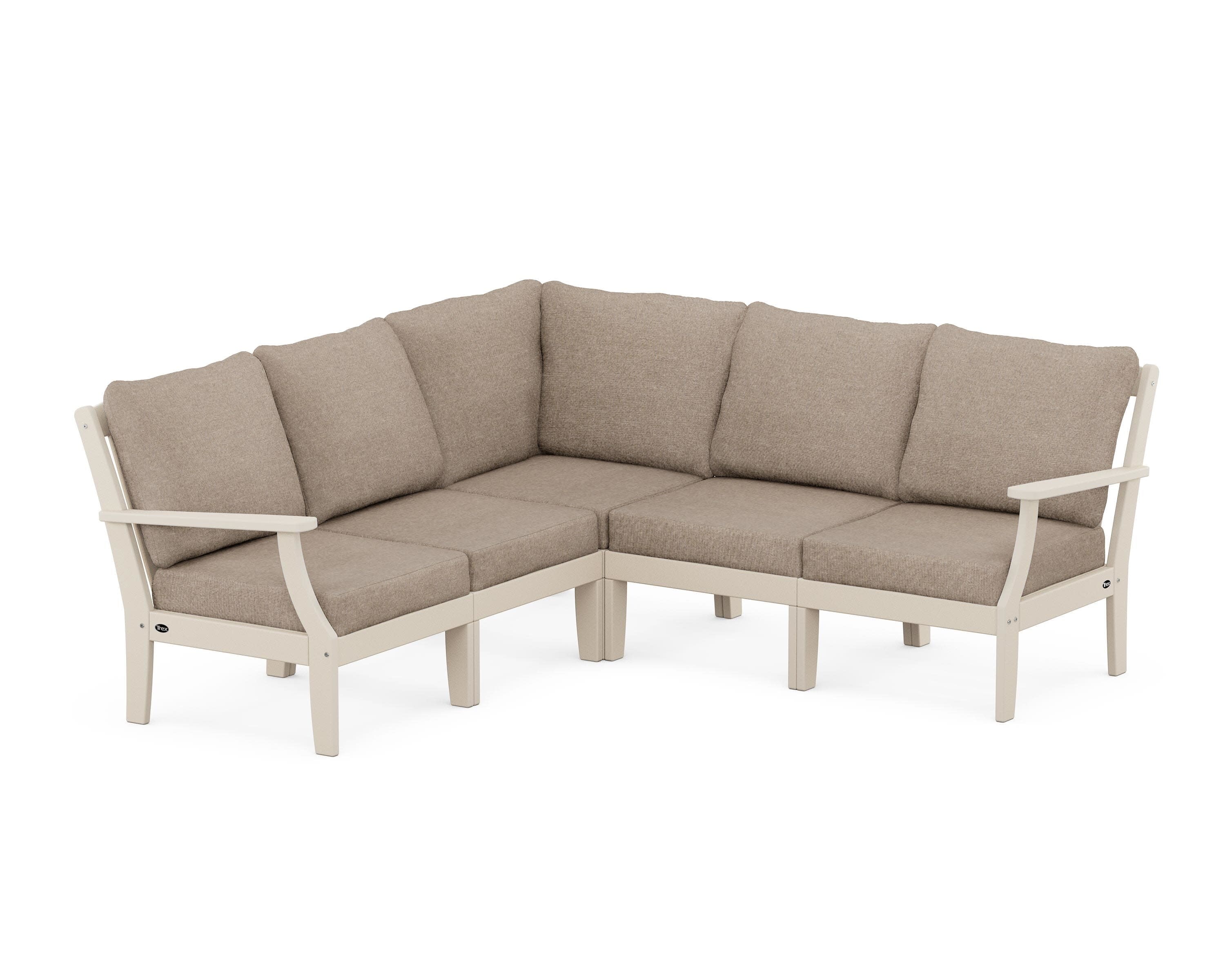 Yacht Club Modular 5-Piece Deep Seating Set in Sand Castle / Spiced Burlap