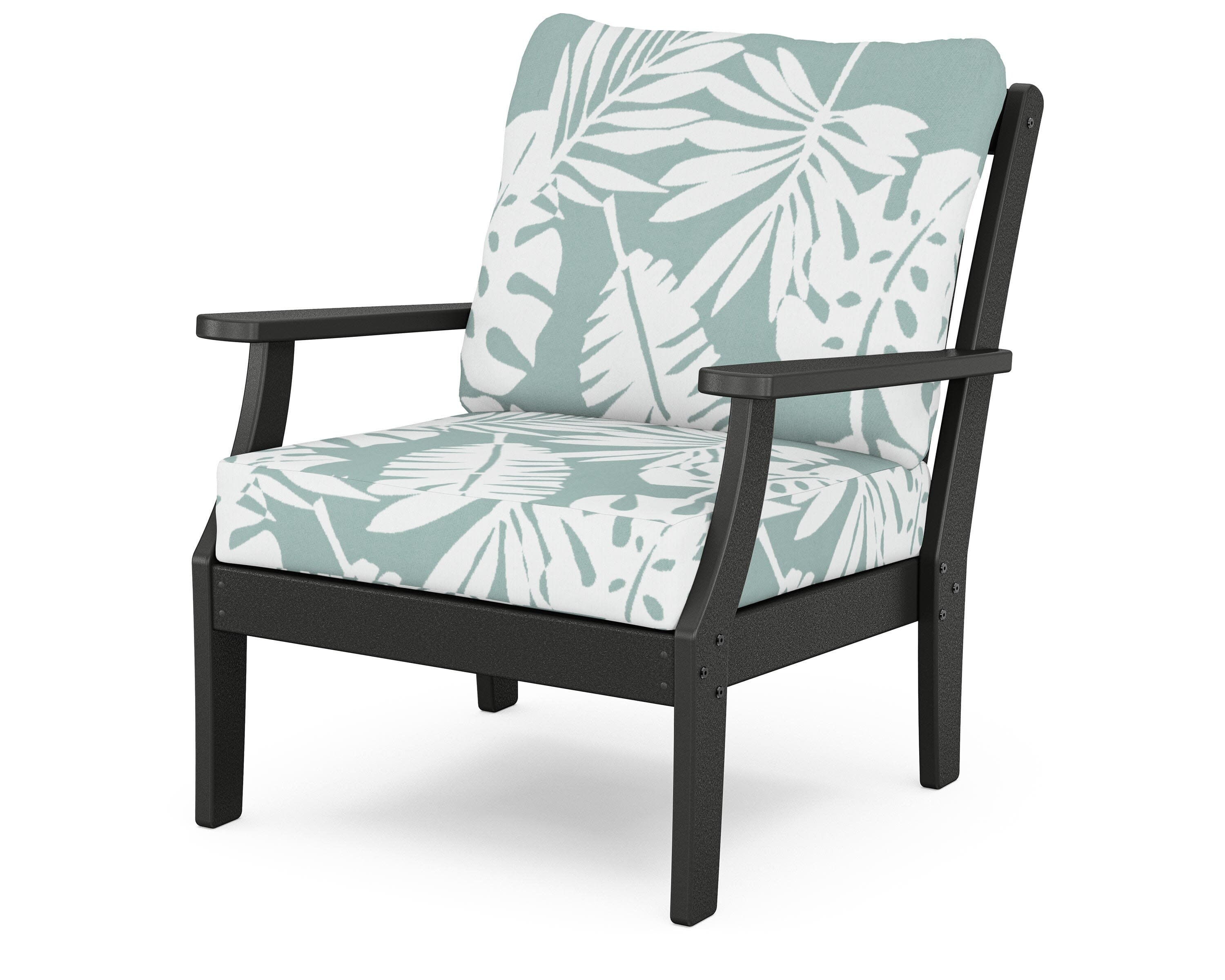 Yacht Club Deep Seating Chair in Charcoal Black / Leaf Glacier Spa