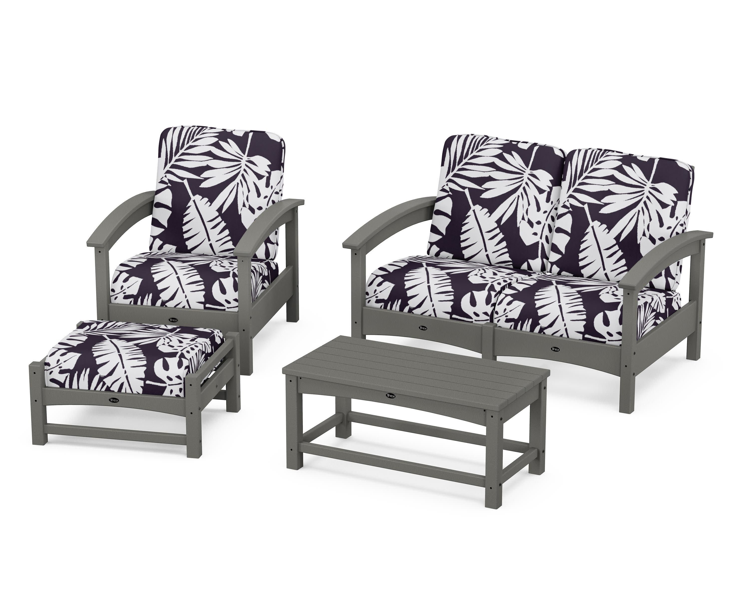 Rockport 4-Piece Deep Seating Conversation Group in Stepping Stone / Leaf Navy