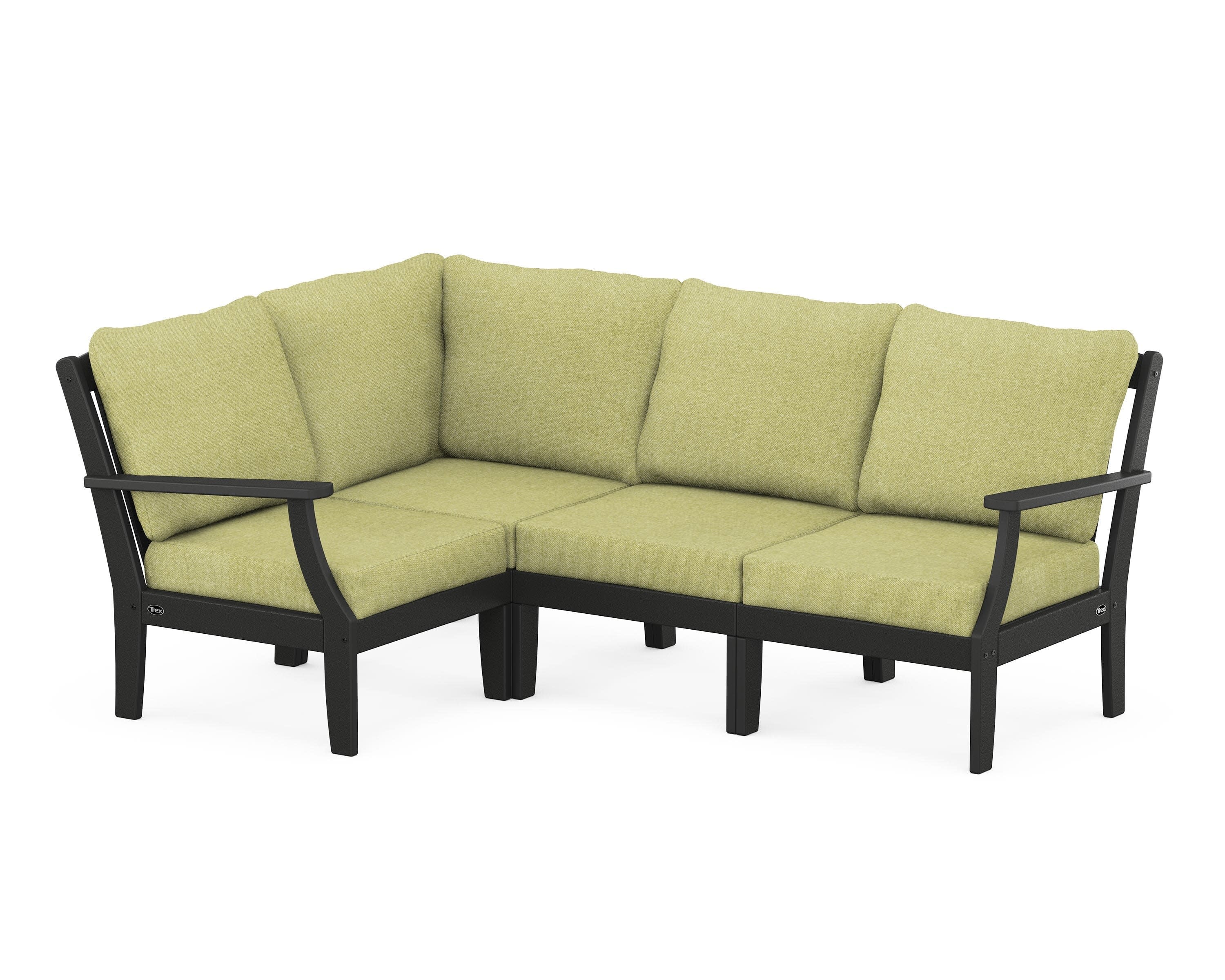 Yacht Club Modular 4-Piece Deep Seating Set in Charcoal Black / Chartreuse Boucle