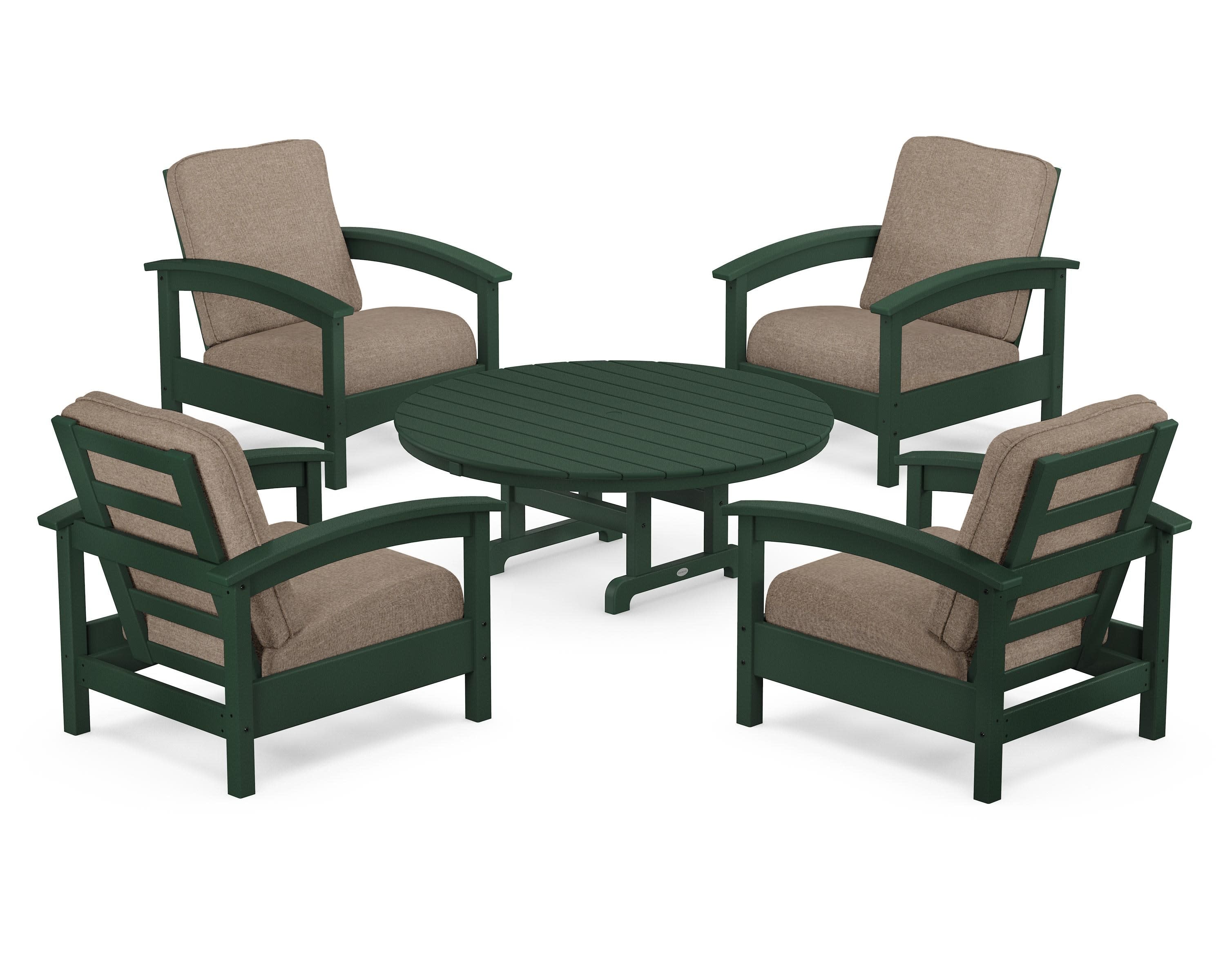Rockport 5-Piece Deep Seating Set in Rainforest Canopy / Spiced Burlap