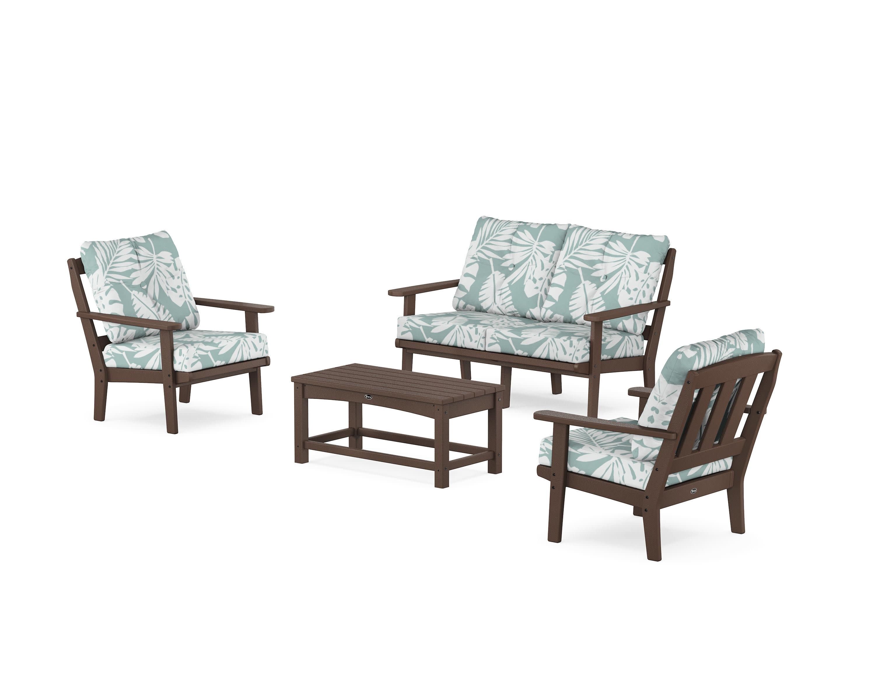 Cape Cod 4-Piece Deep Seating Set with Loveseat in Vintage Lantern / Leaf Glacier Spa
