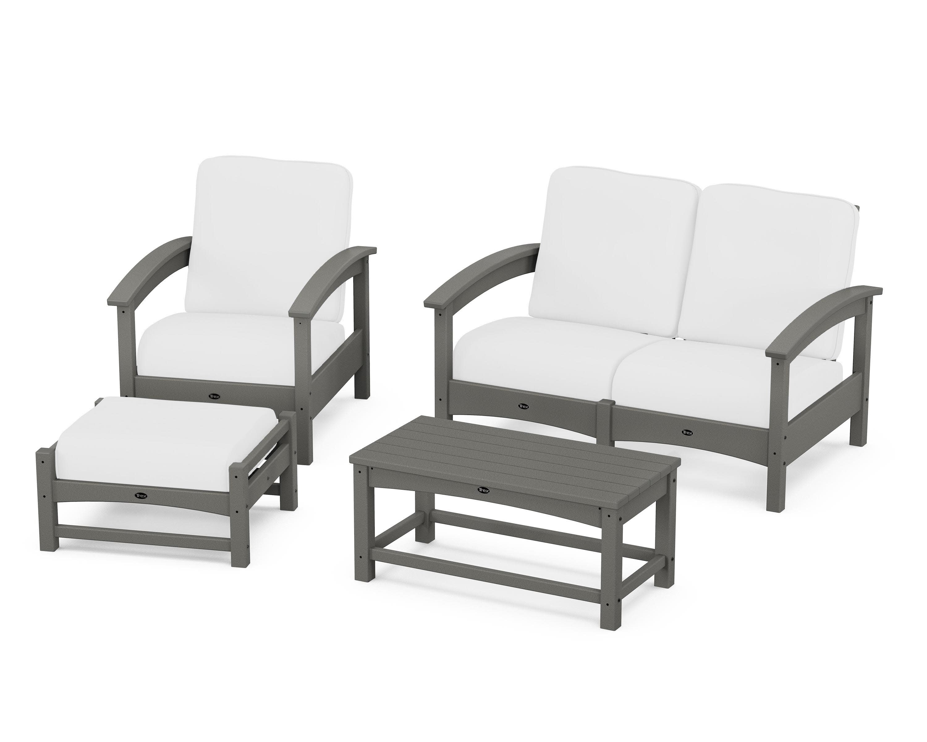 Rockport 4-Piece Deep Seating Conversation Group in Stepping Stone / Natural
