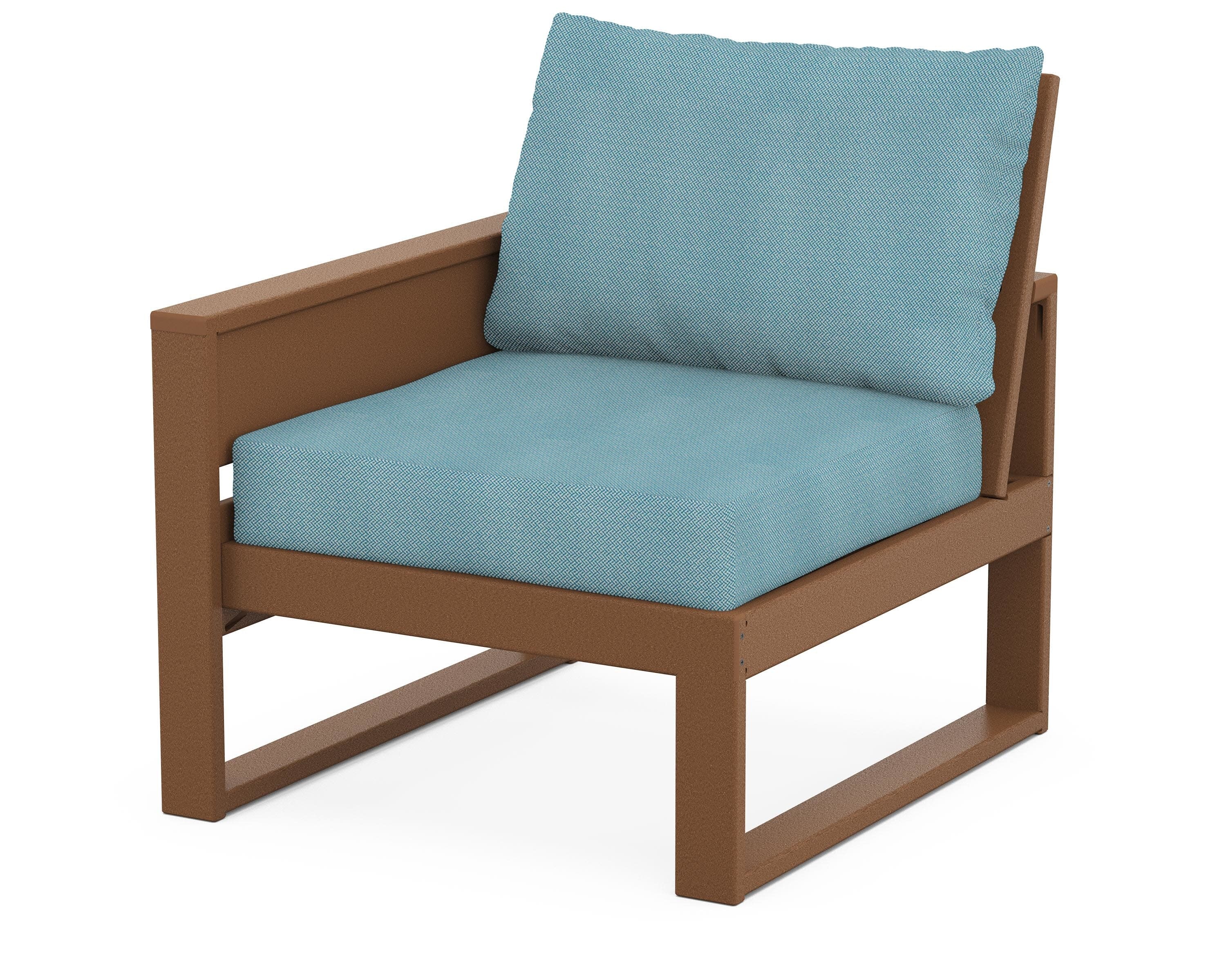 Eastport Modular Left Arm Chair in Tree House / Lattice Sky Blue