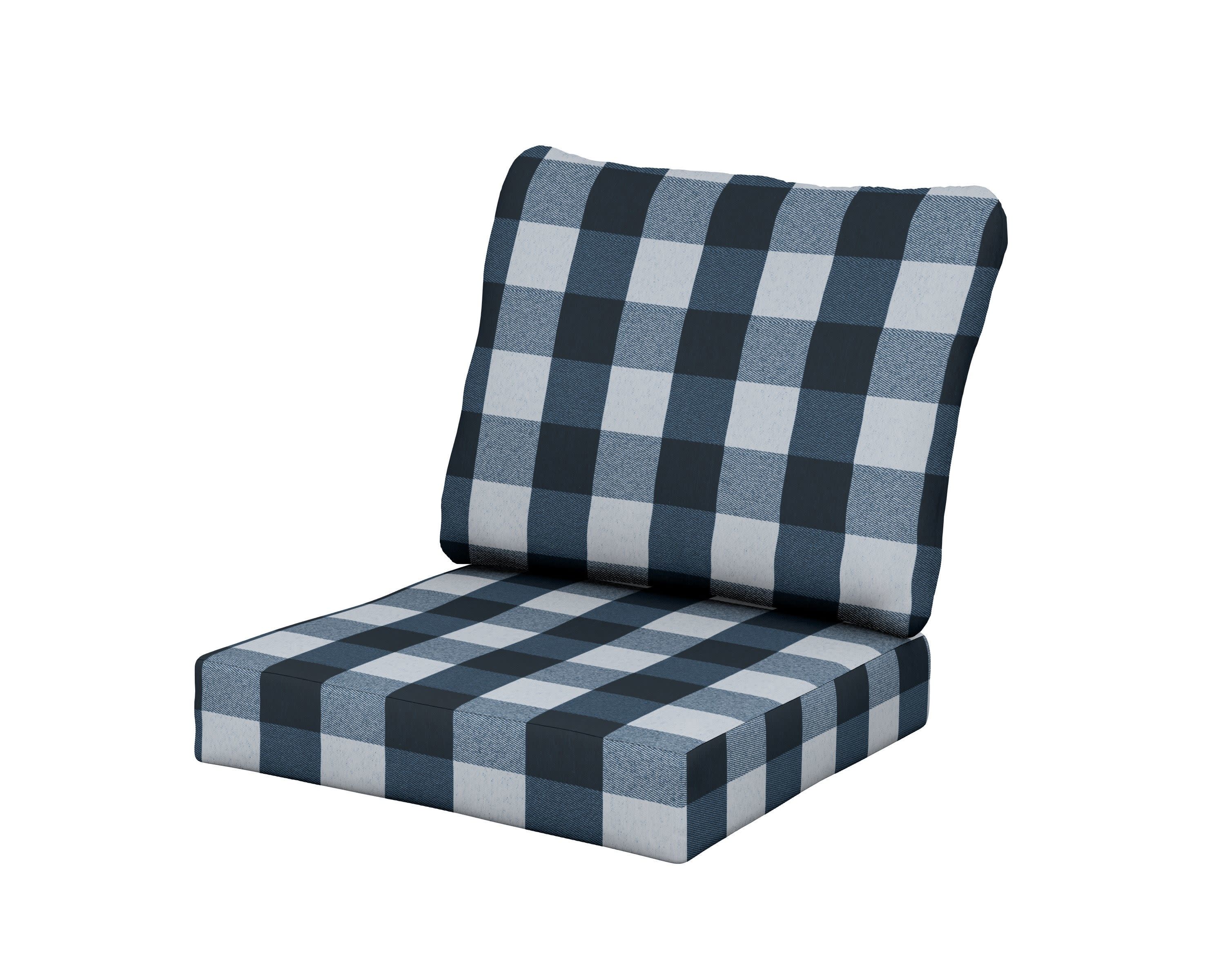 Baffle Seat/Back Cushion in Buffalo Plaid Marine Indigo