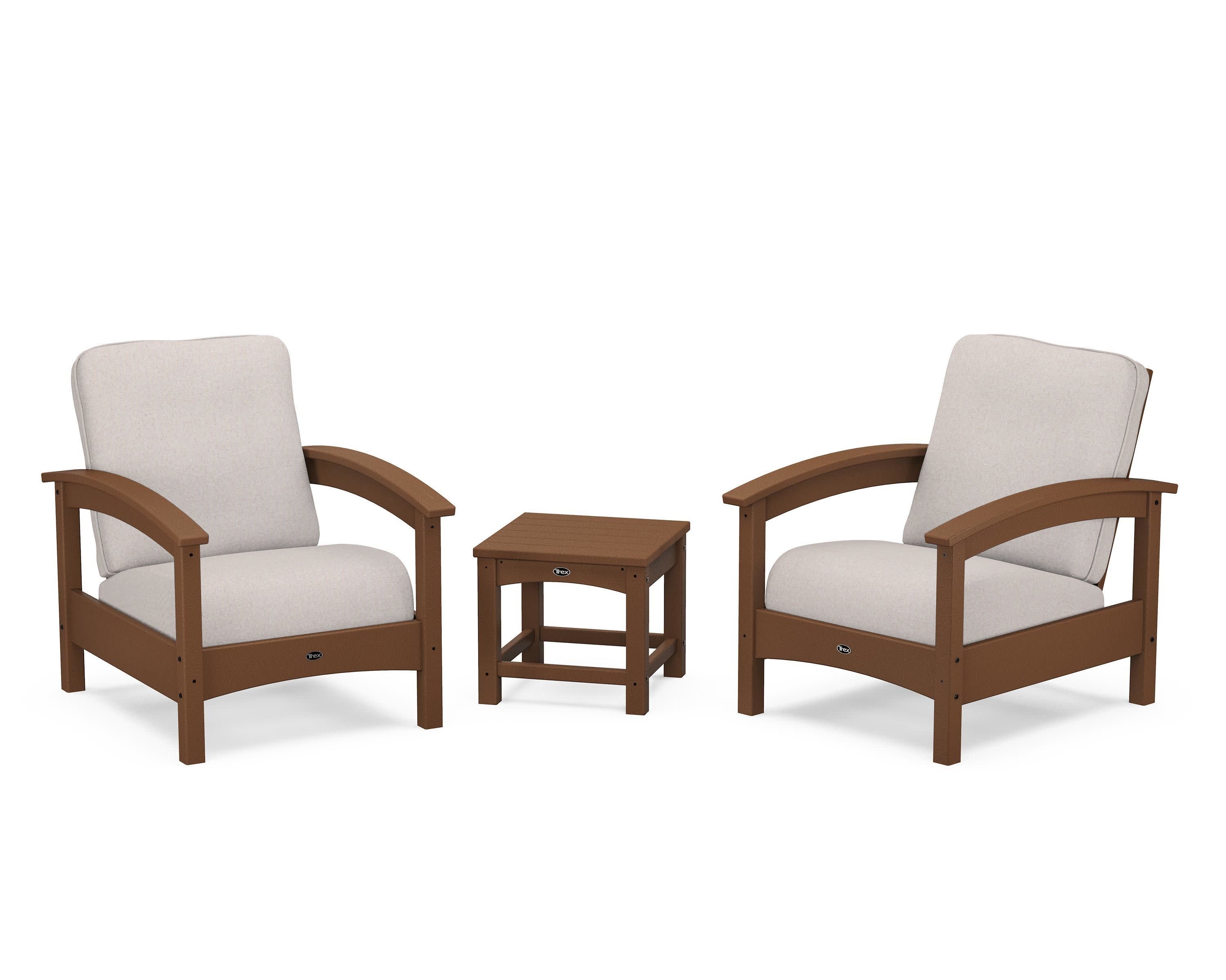 Rockport Club 3-Piece Deep Seating Conversation Set in Tree House / Dune Burlap