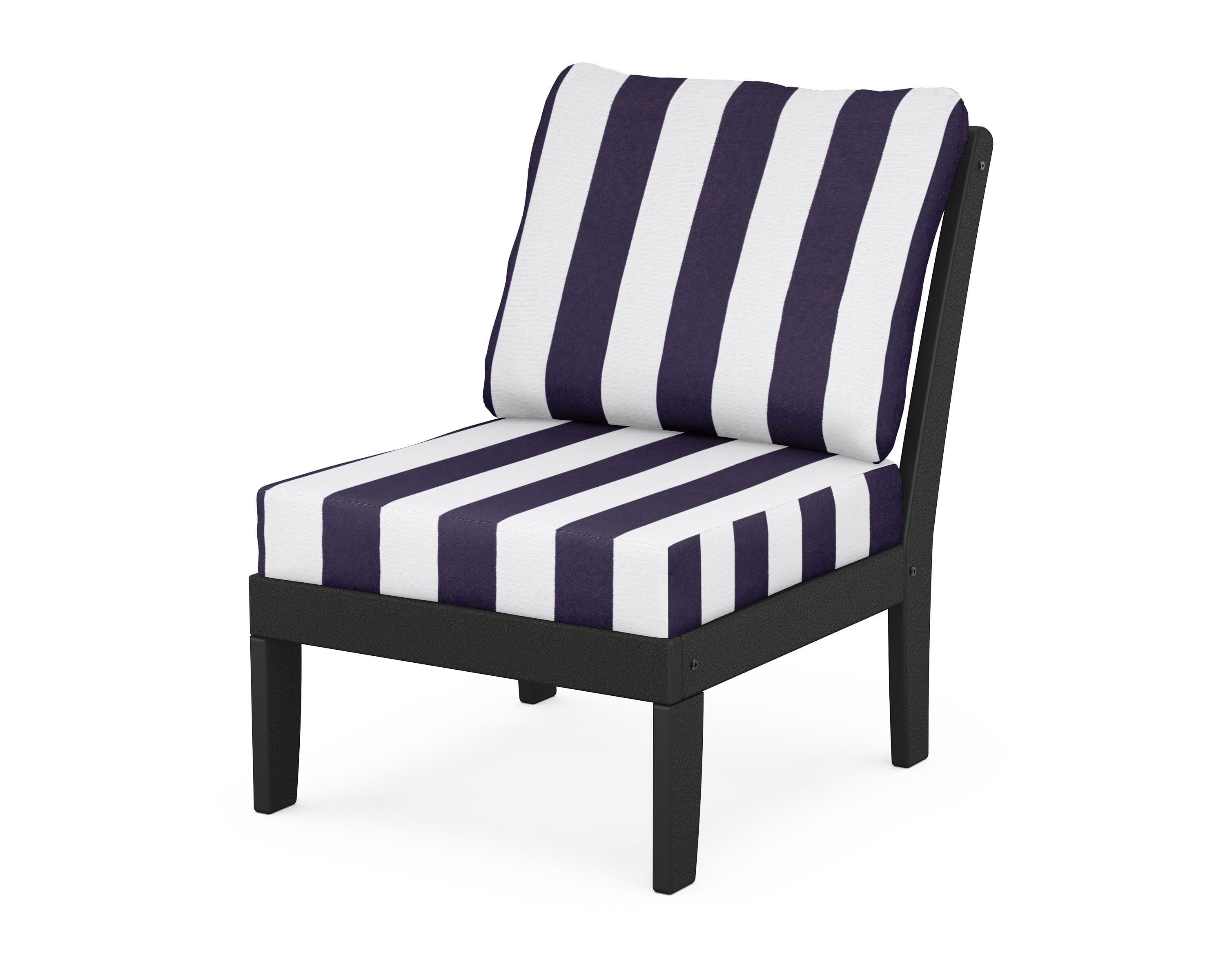 Yacht Club Modular Armless Chair in Charcoal Black / Cabana Stripe Navy