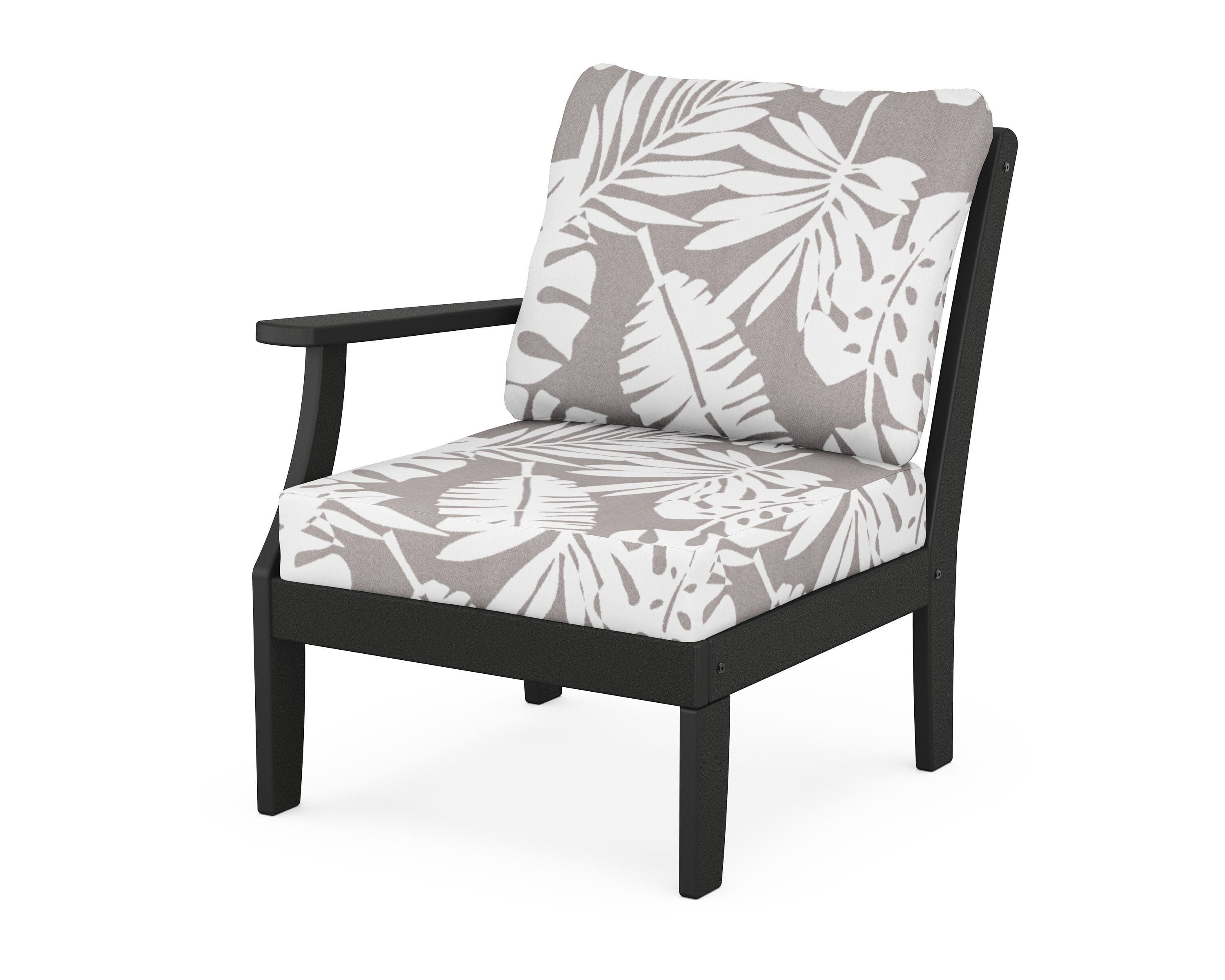 Yacht Club Modular Left Arm Chair in Charcoal Black / Leaf Grey Mist