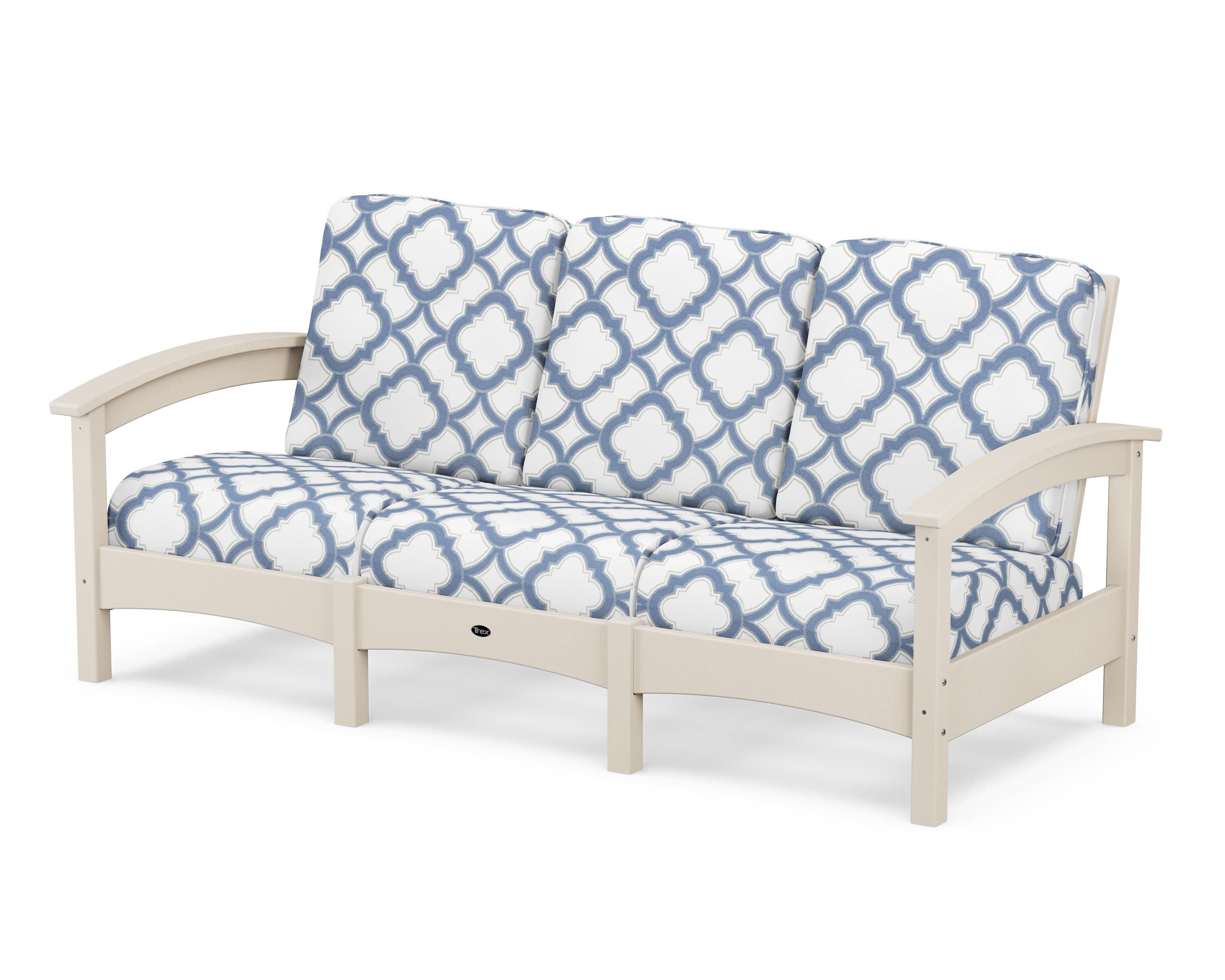 Rockport Club Sofa in Sand Castle / Trellis Sky Blue