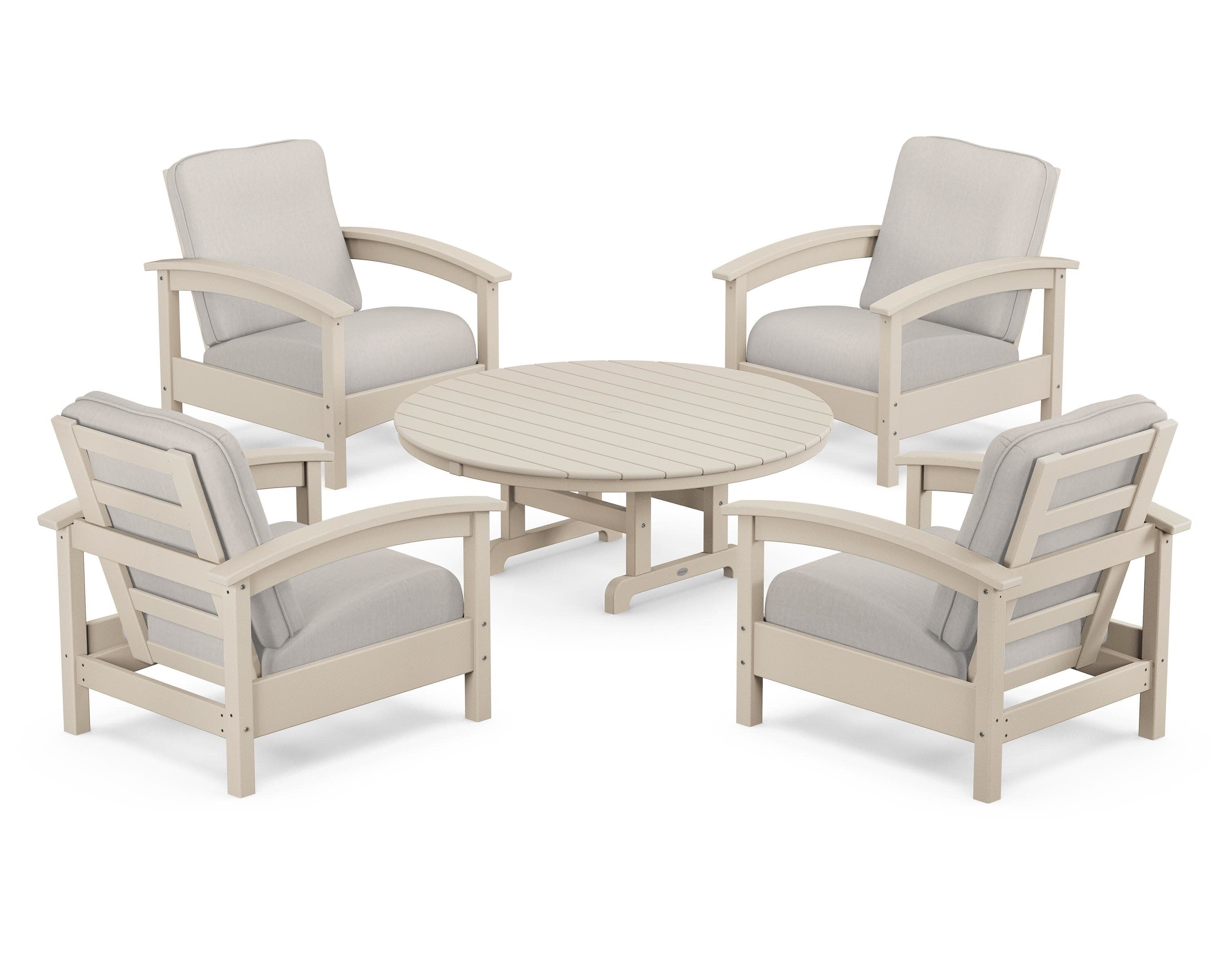 Rockport 5-Piece Deep Seating Set in Sand Castle / Cast Ash