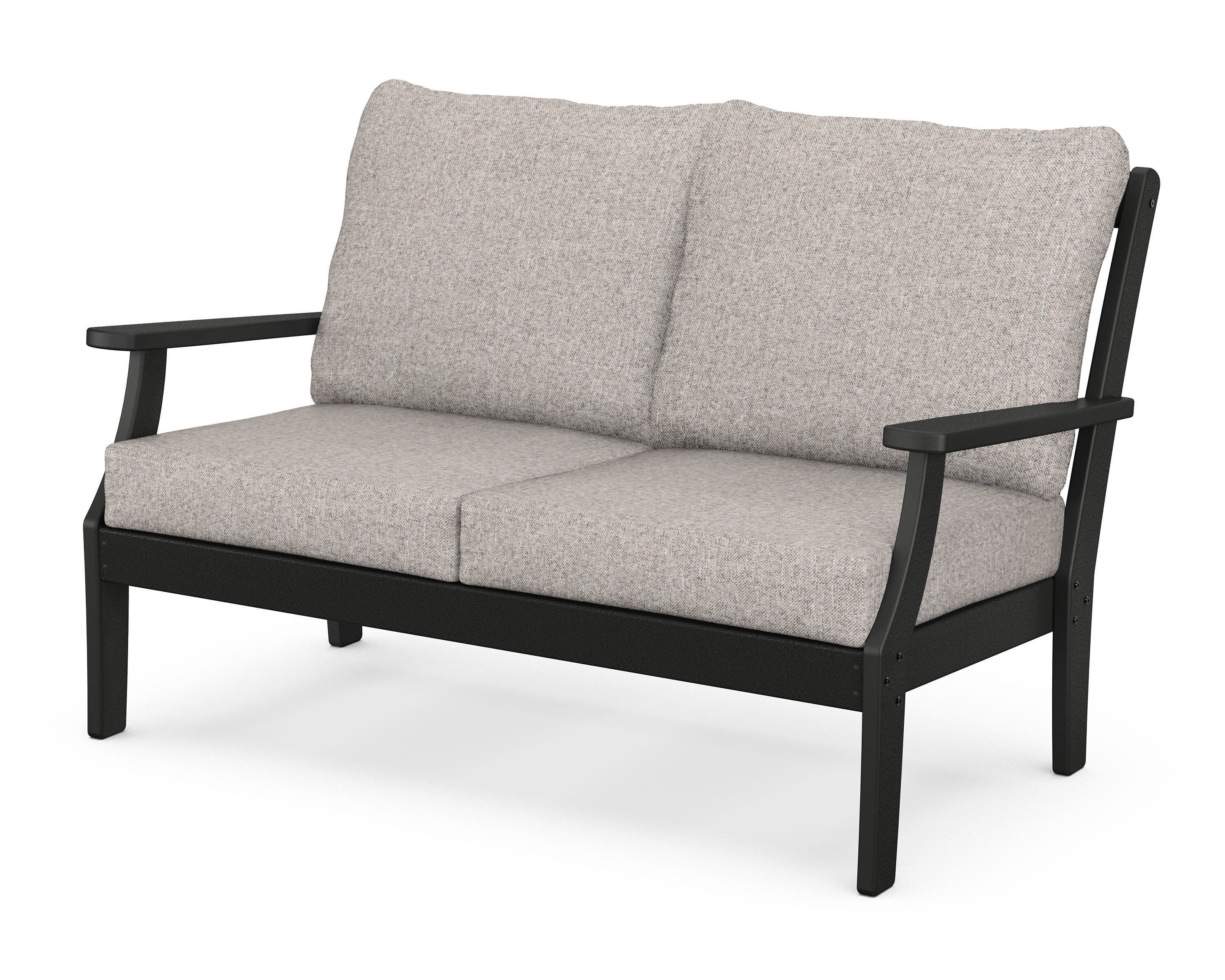 Yacht Club Deep Seating Loveseat in Charcoal Black / Weathered Tweed