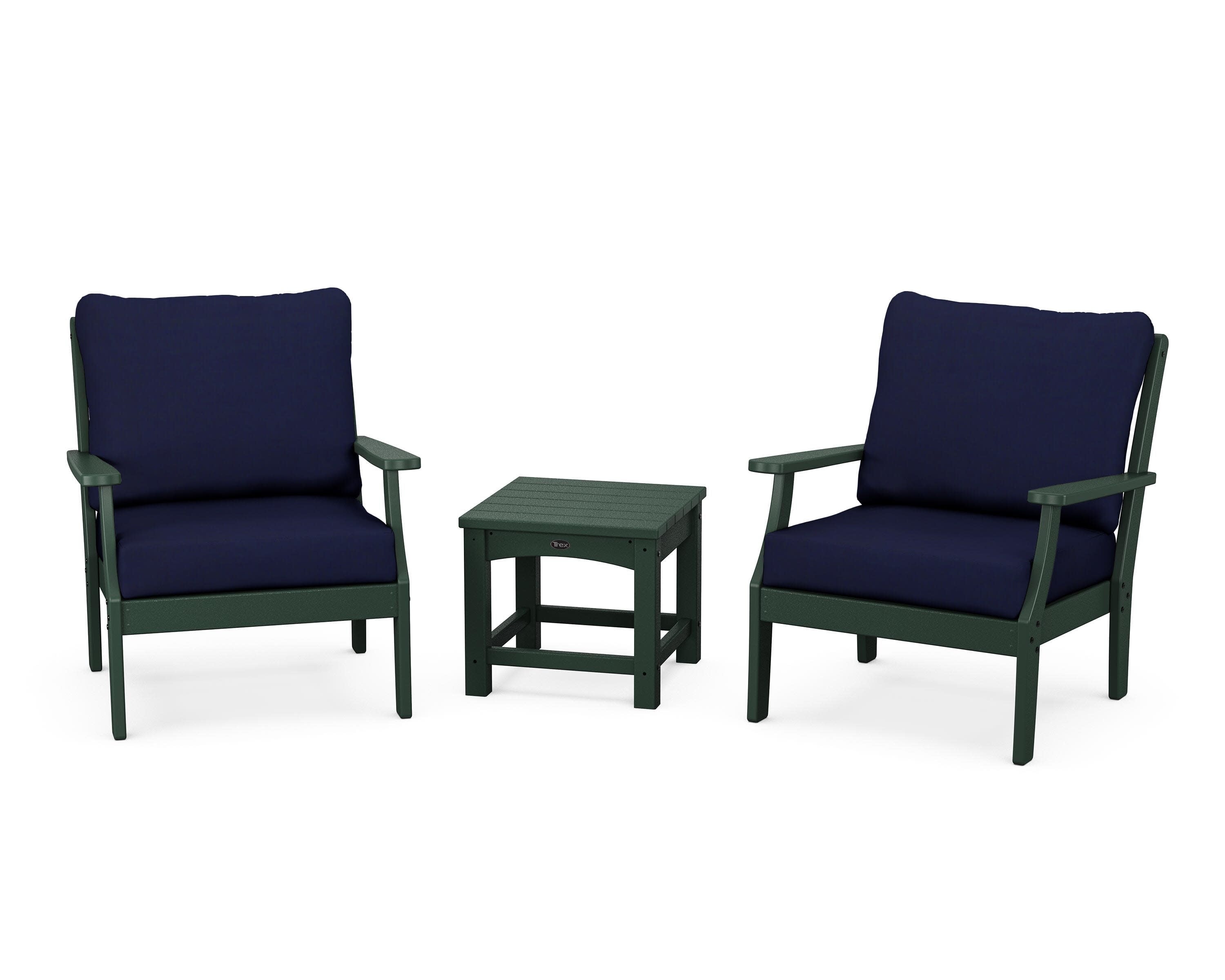 Yacht Club 3-Piece Deep Seating Set in Rainforest Canopy / Navy