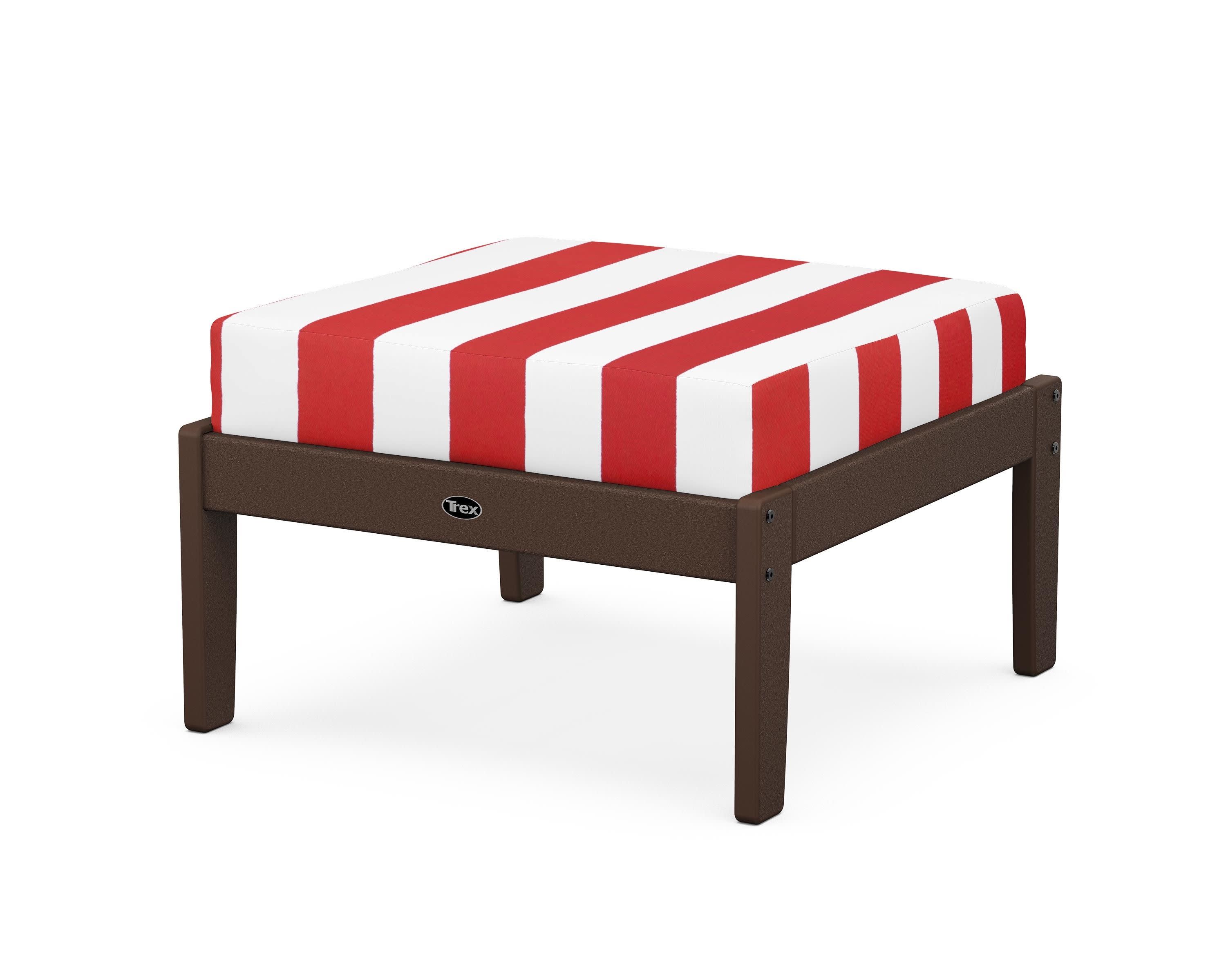 Yacht Club Deep Seating Ottoman in Vintage Lantern / Cabana Stripe Crimson