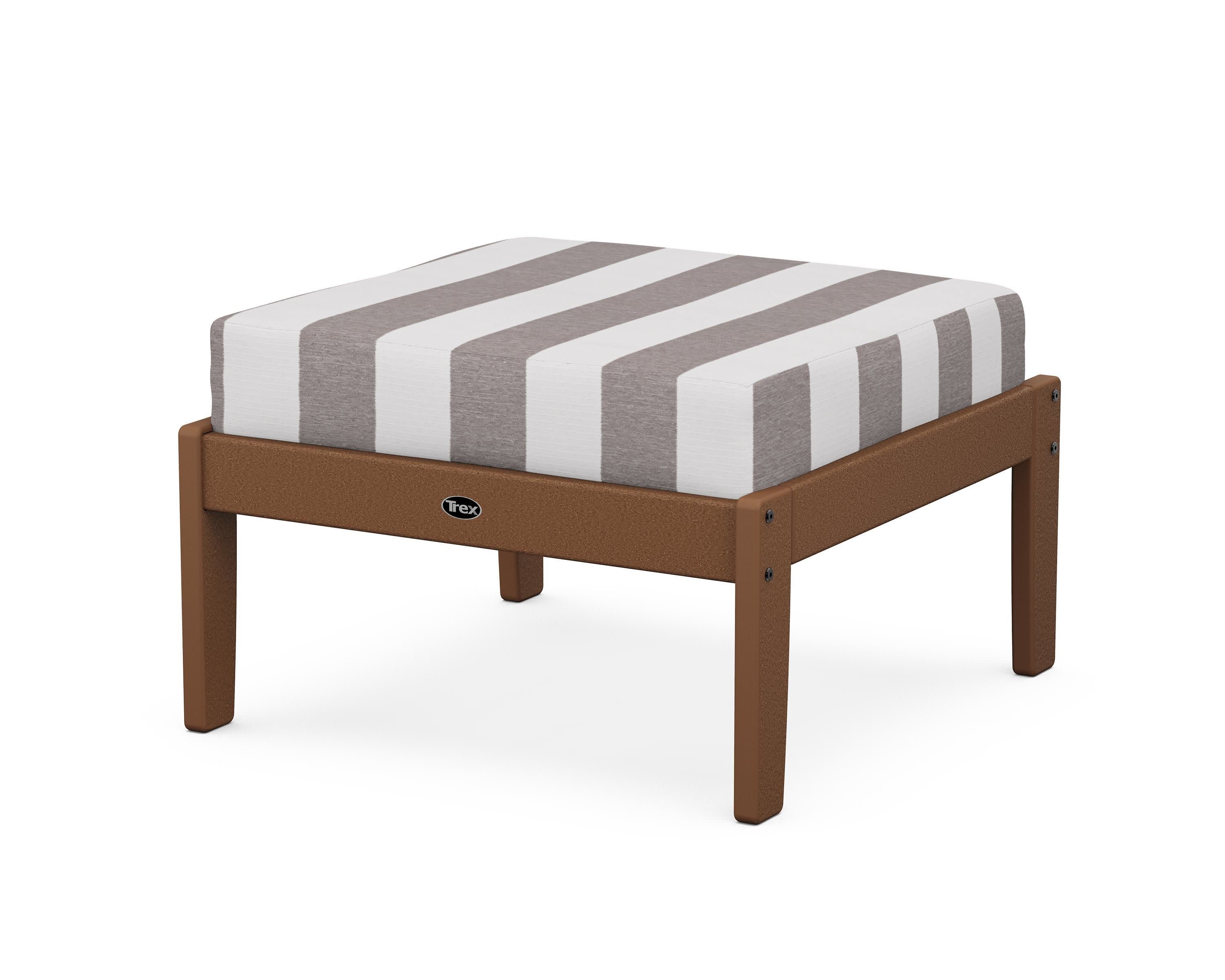 Yacht Club Deep Seating Ottoman in Tree House / Cabana Stripe Grey Mist