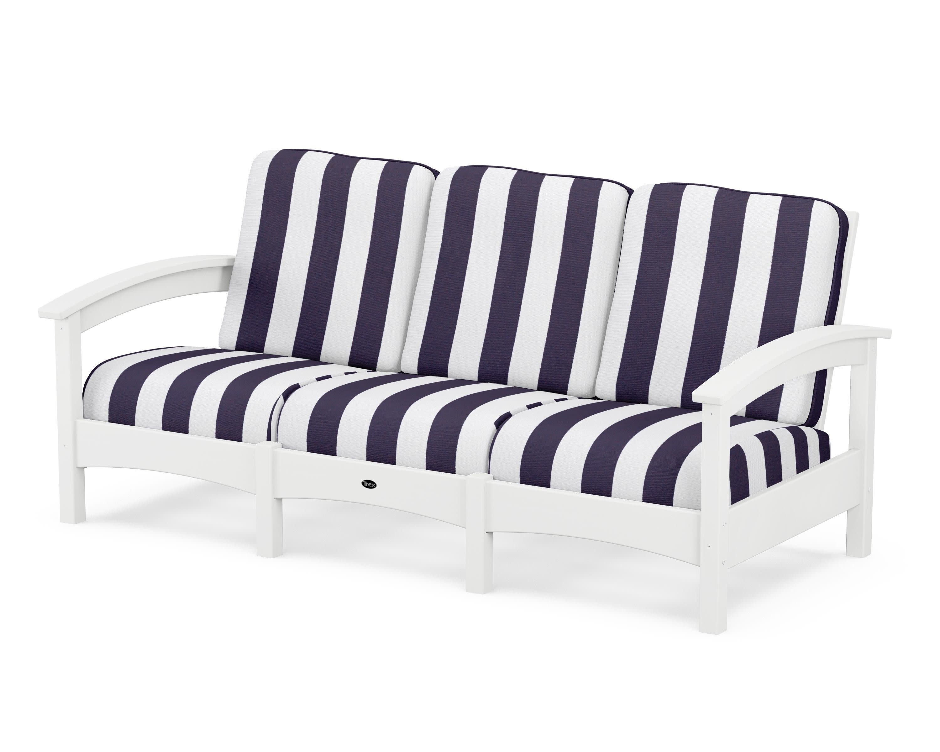 Rockport Club Sofa in Classic White / Cabana Stripe Navy