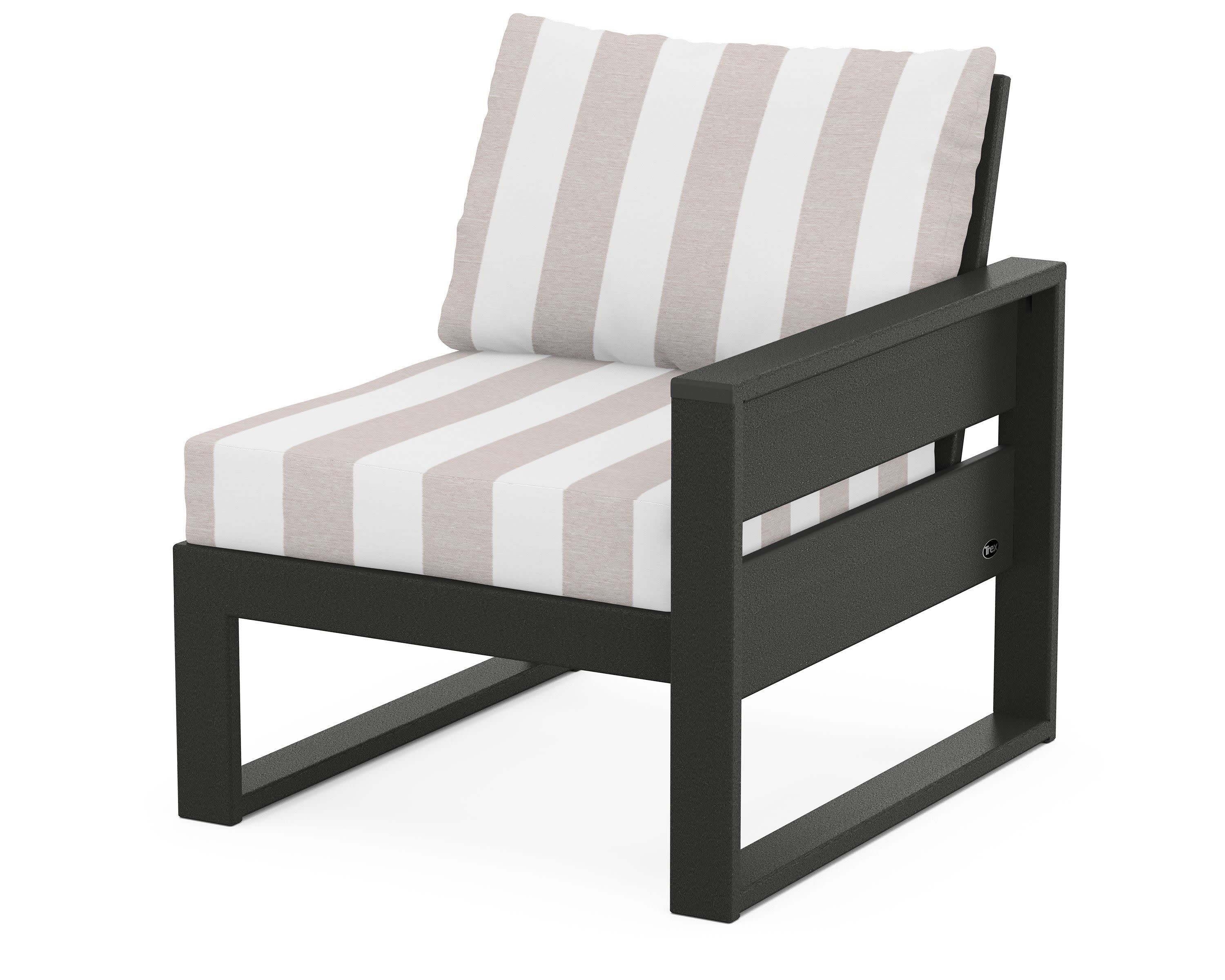 Eastport Modular Right Arm Chair in Charcoal Black / Cabana Stripe Dune Burlap