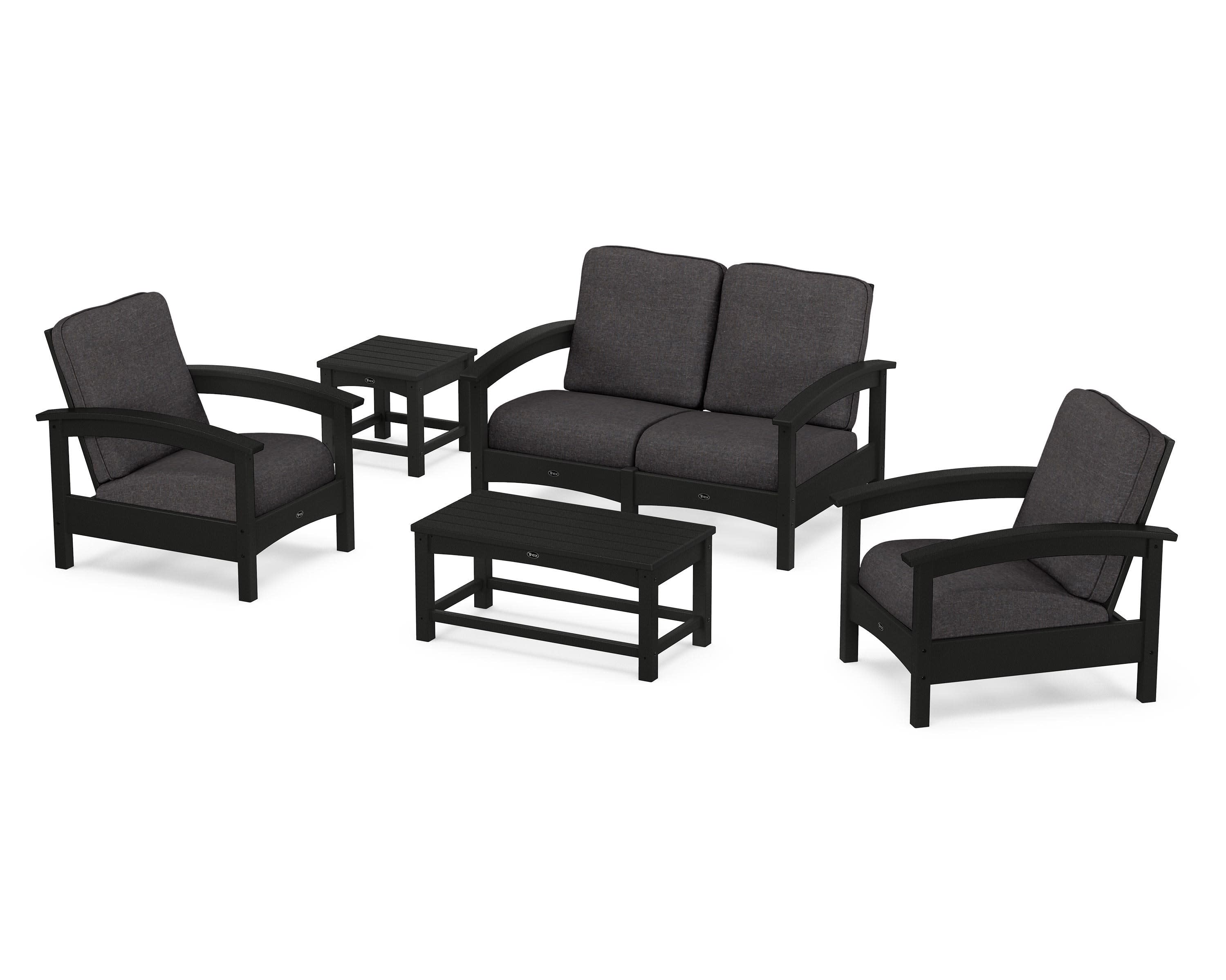Rockport Club 6-Piece Deep Seating Conversation Set in Charcoal Black / Ash Charcoal