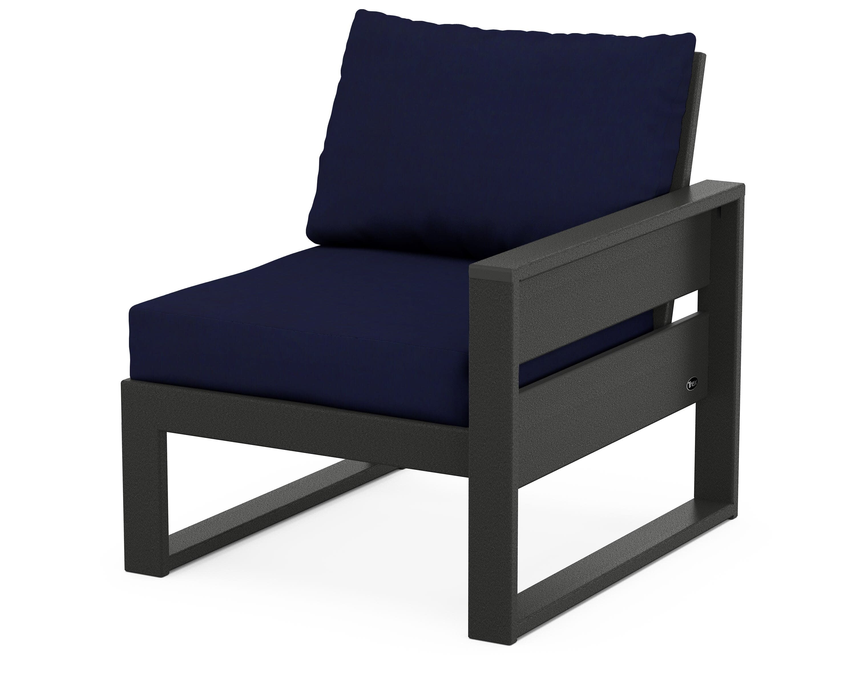 Eastport Modular Right Arm Chair in Charcoal Black / Navy