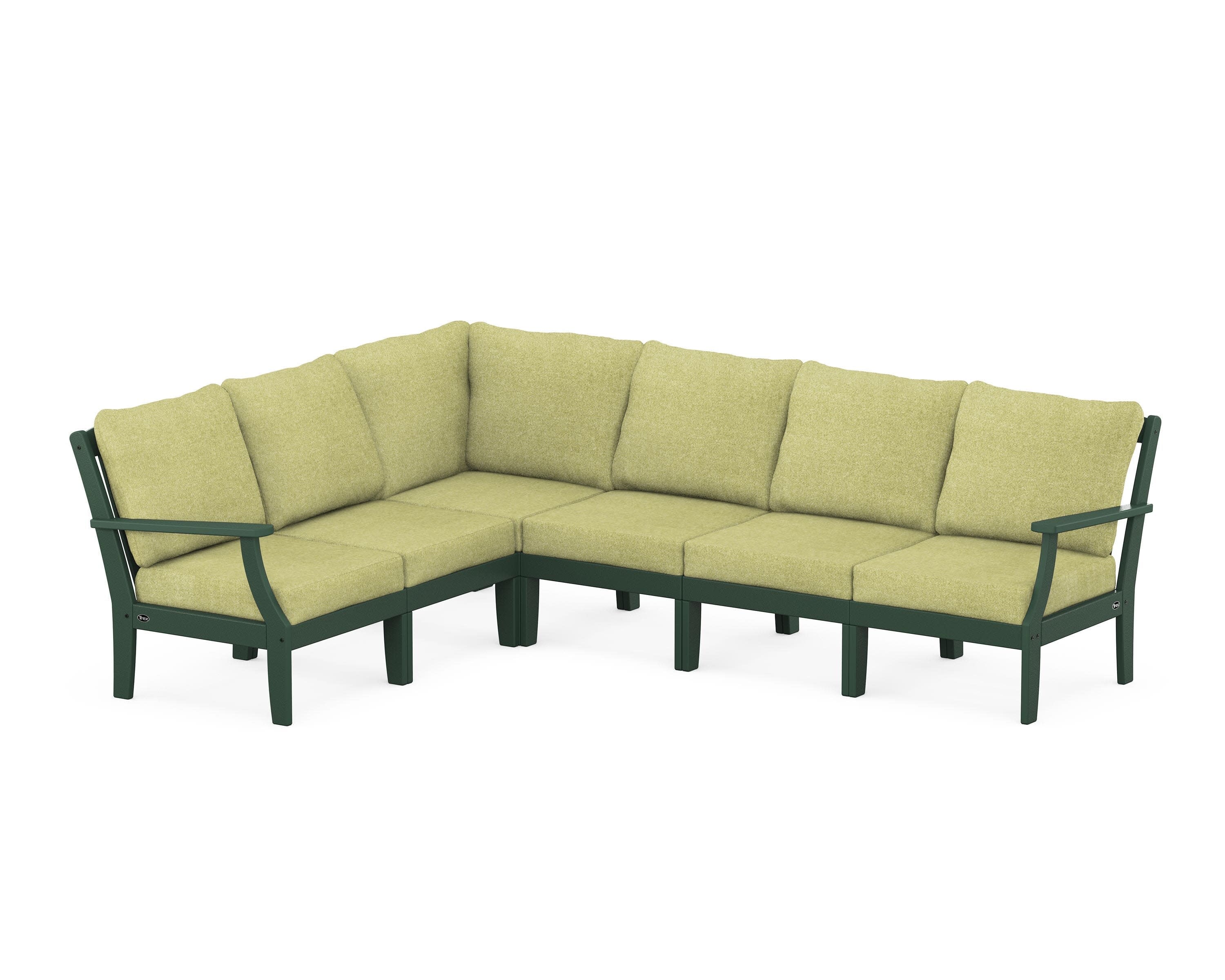 Yacht Club Modular 6-Piece Deep Seating Set in Rainforest Canopy / Chartreuse Boucle