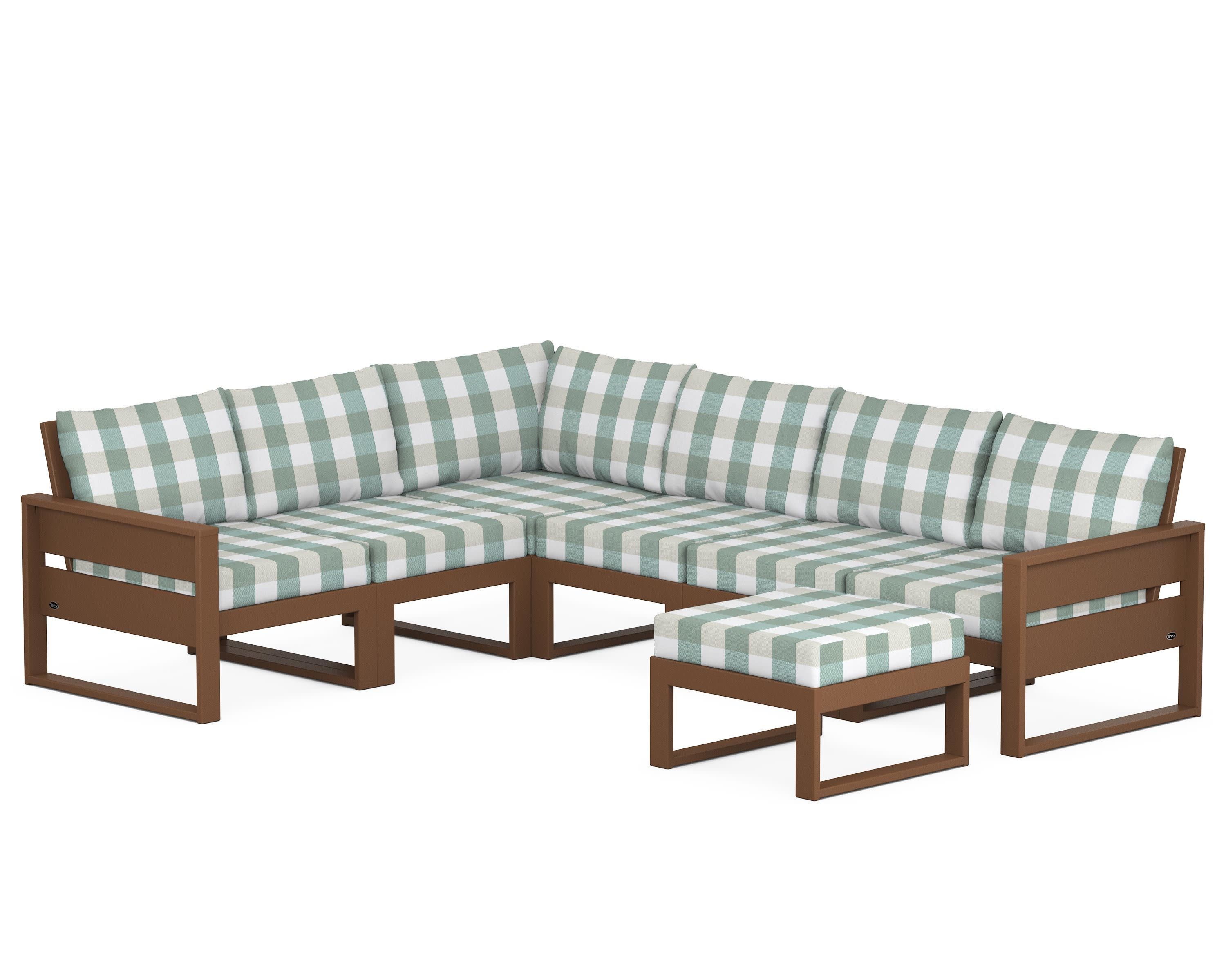 Eastport 6-Piece Sectional with Ottoman in Tree House / Buffalo Plaid Glacier Spa
