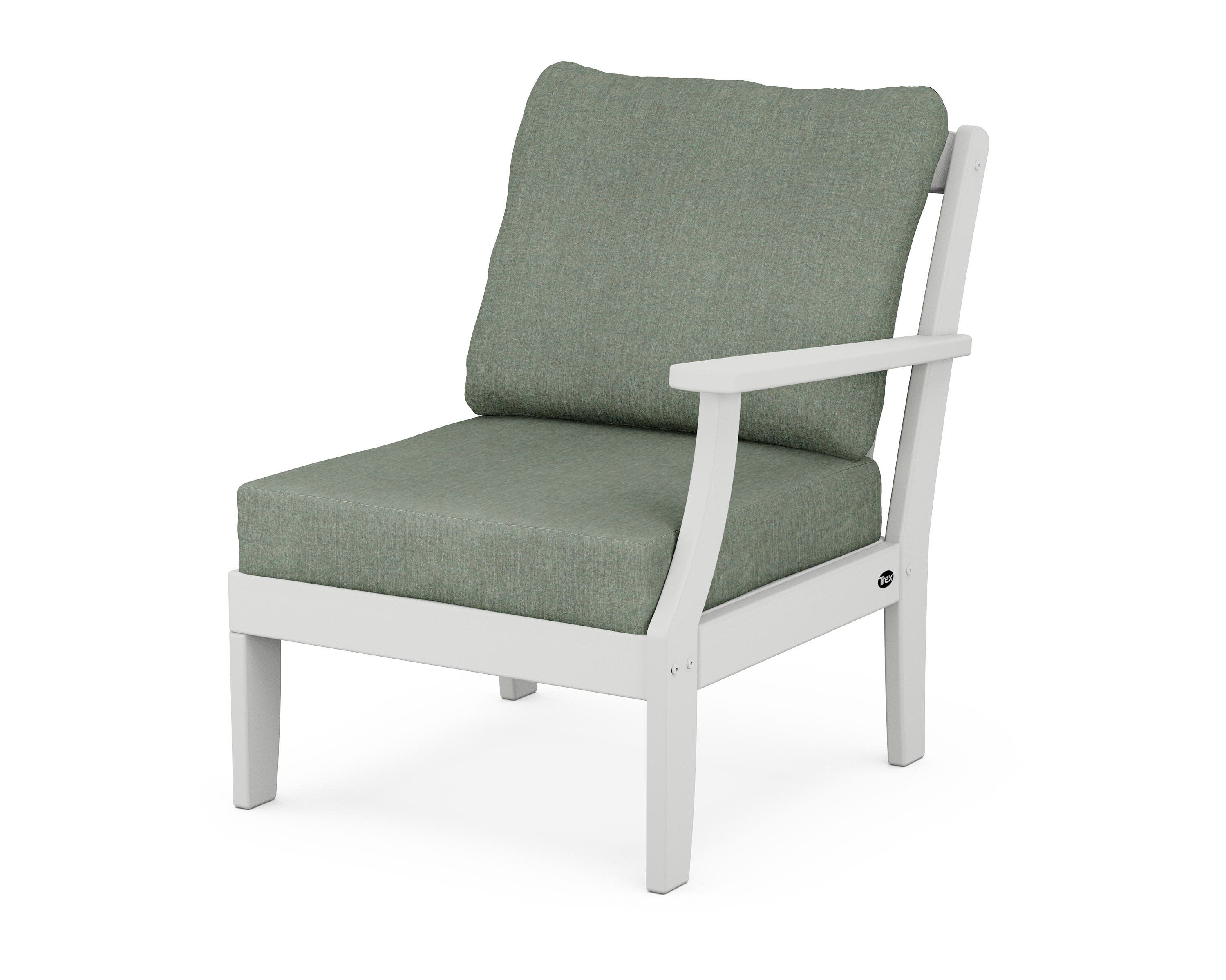 Yacht Club Modular Right Arm Chair in Classic White / Cast Sage