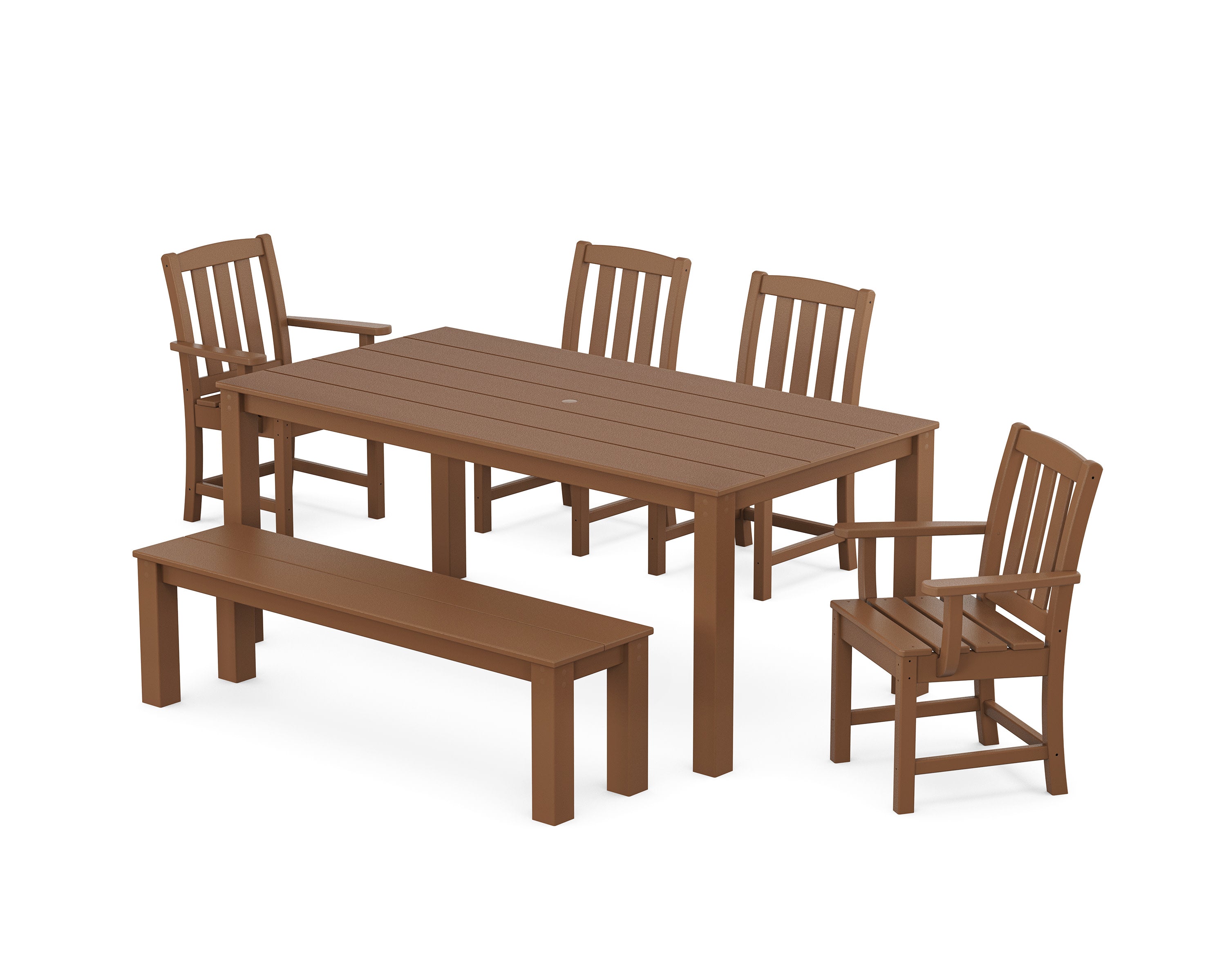 Cape Cod 6-Piece Parsons Dining Set with Bench in Tree House