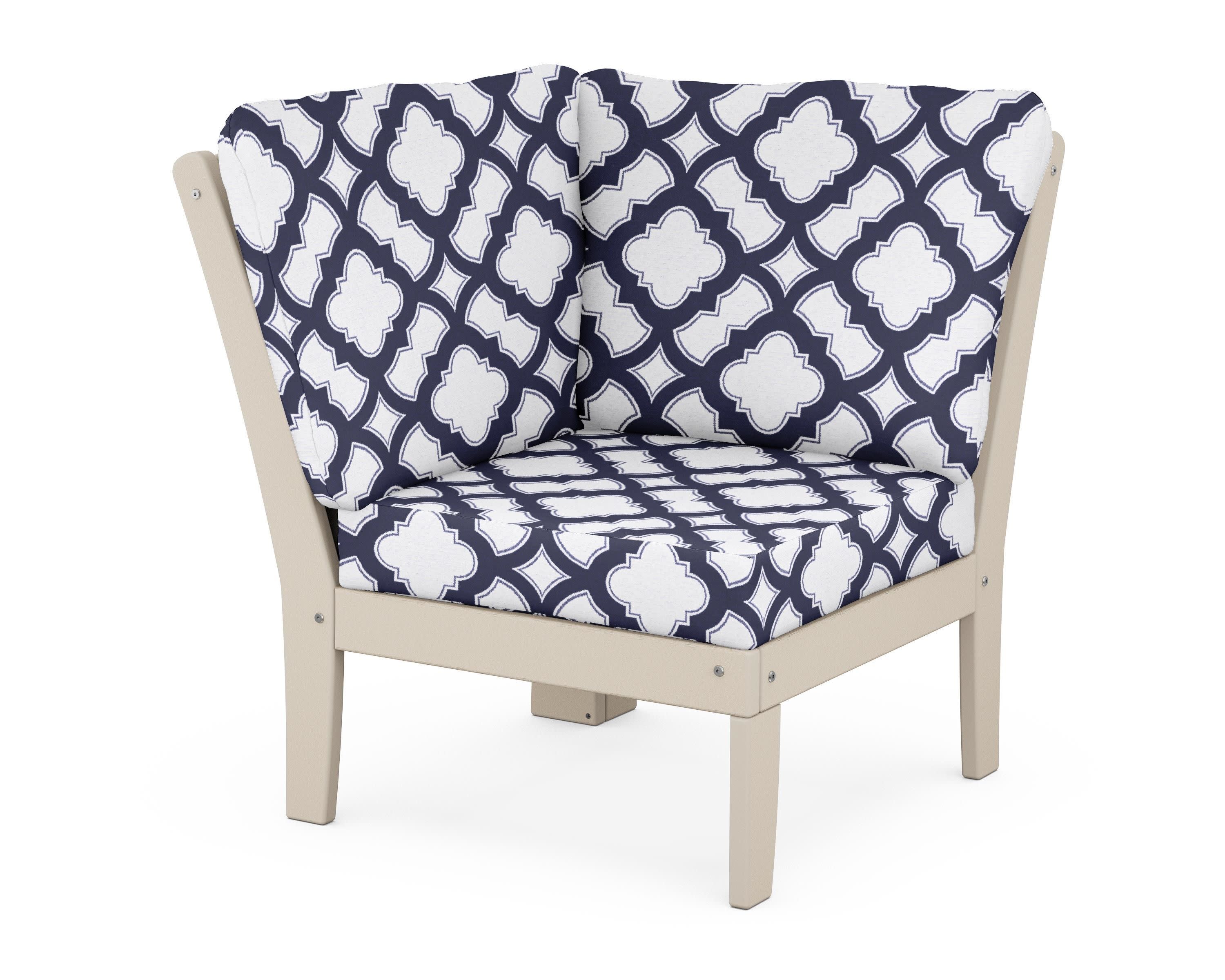 Yacht Club Modular Corner Chair in Sand Castle / Trellis Navy