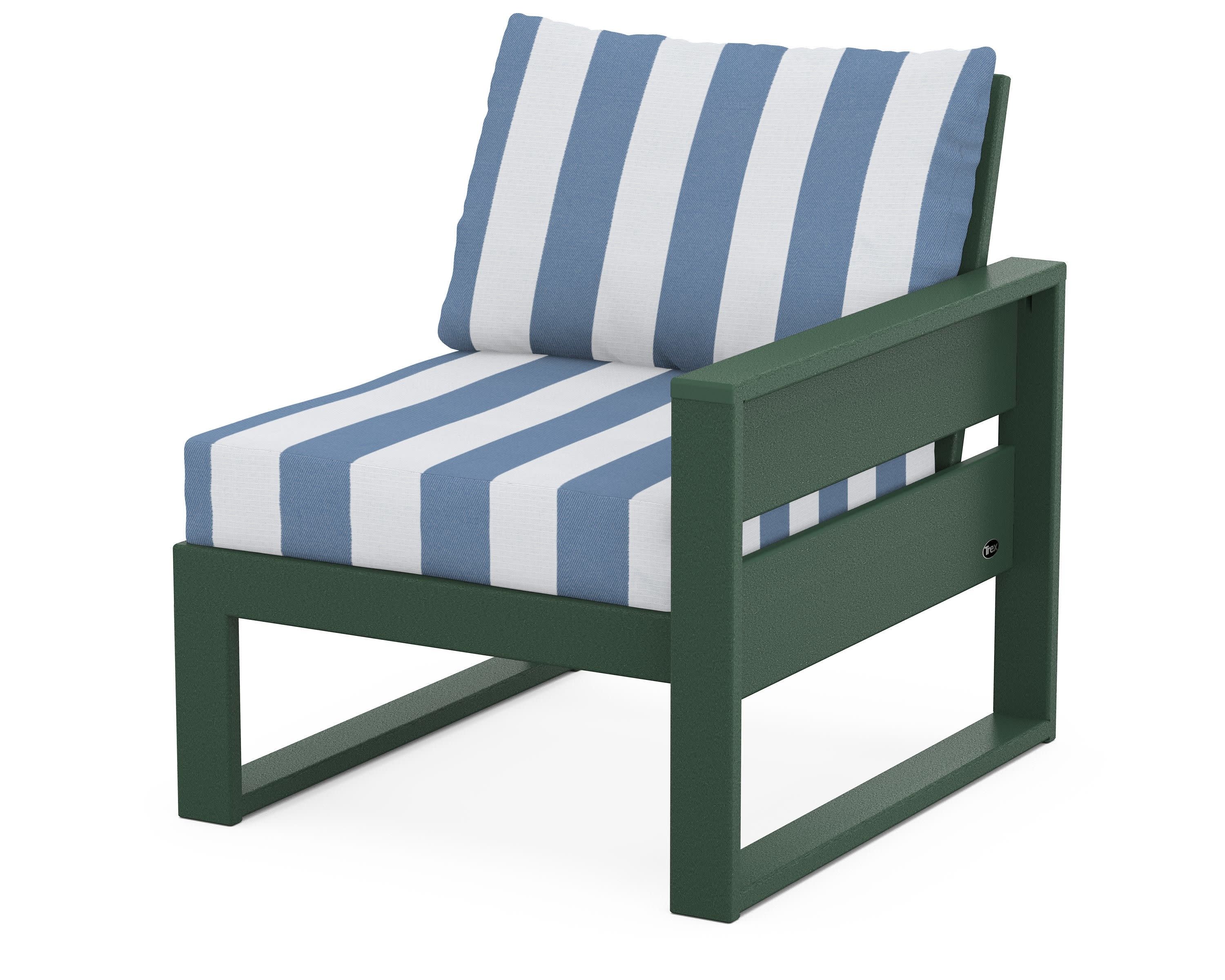Eastport Modular Right Arm Chair in Rainforest Canopy / Cabana Stripe Sky Blue