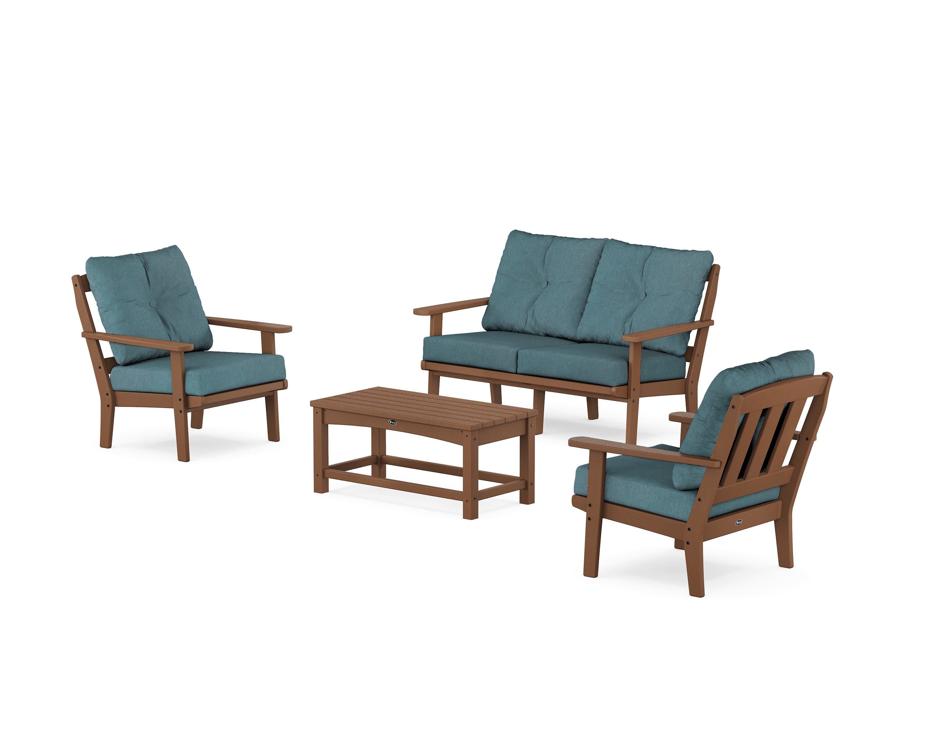 Cape Cod 4-Piece Deep Seating Set with Loveseat in Tree House / Ocean Teal