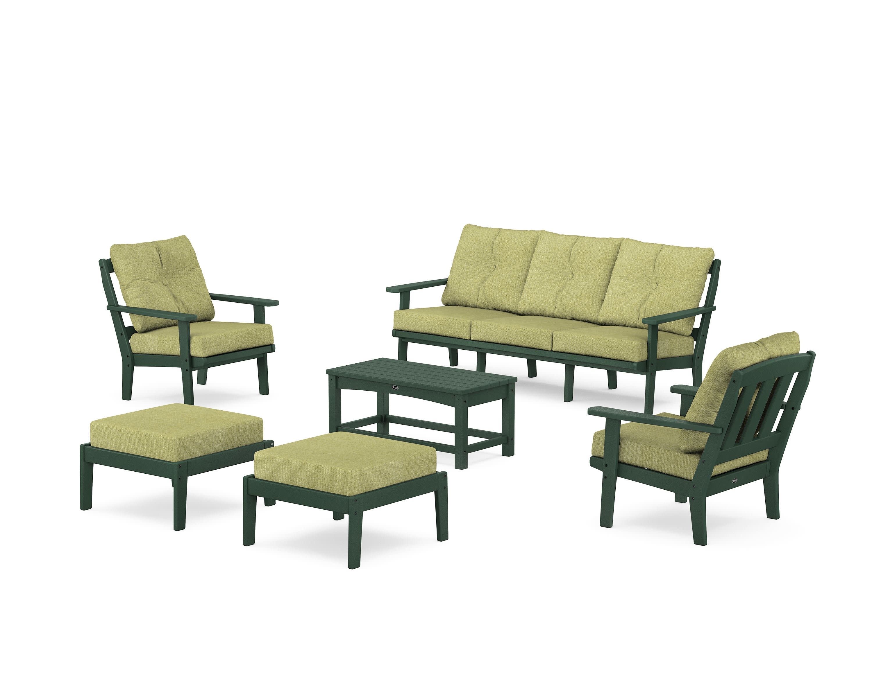 Cape Cod 6-Piece Lounge Sofa Set in Rainforest Canopy / Chartreuse Boucle