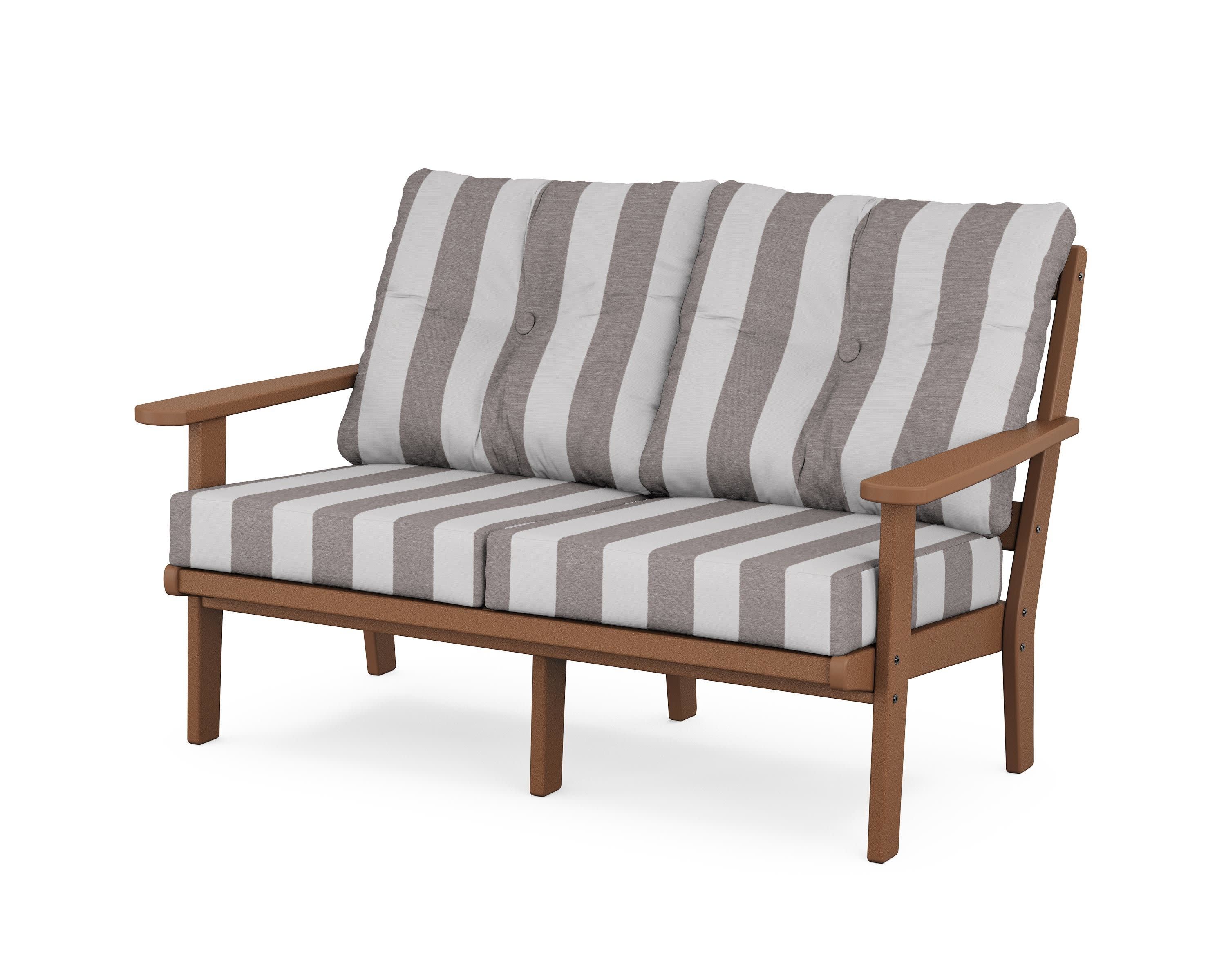 Cape Cod Deep Seating Loveseat in Tree House / Cabana Stripe Grey Mist
