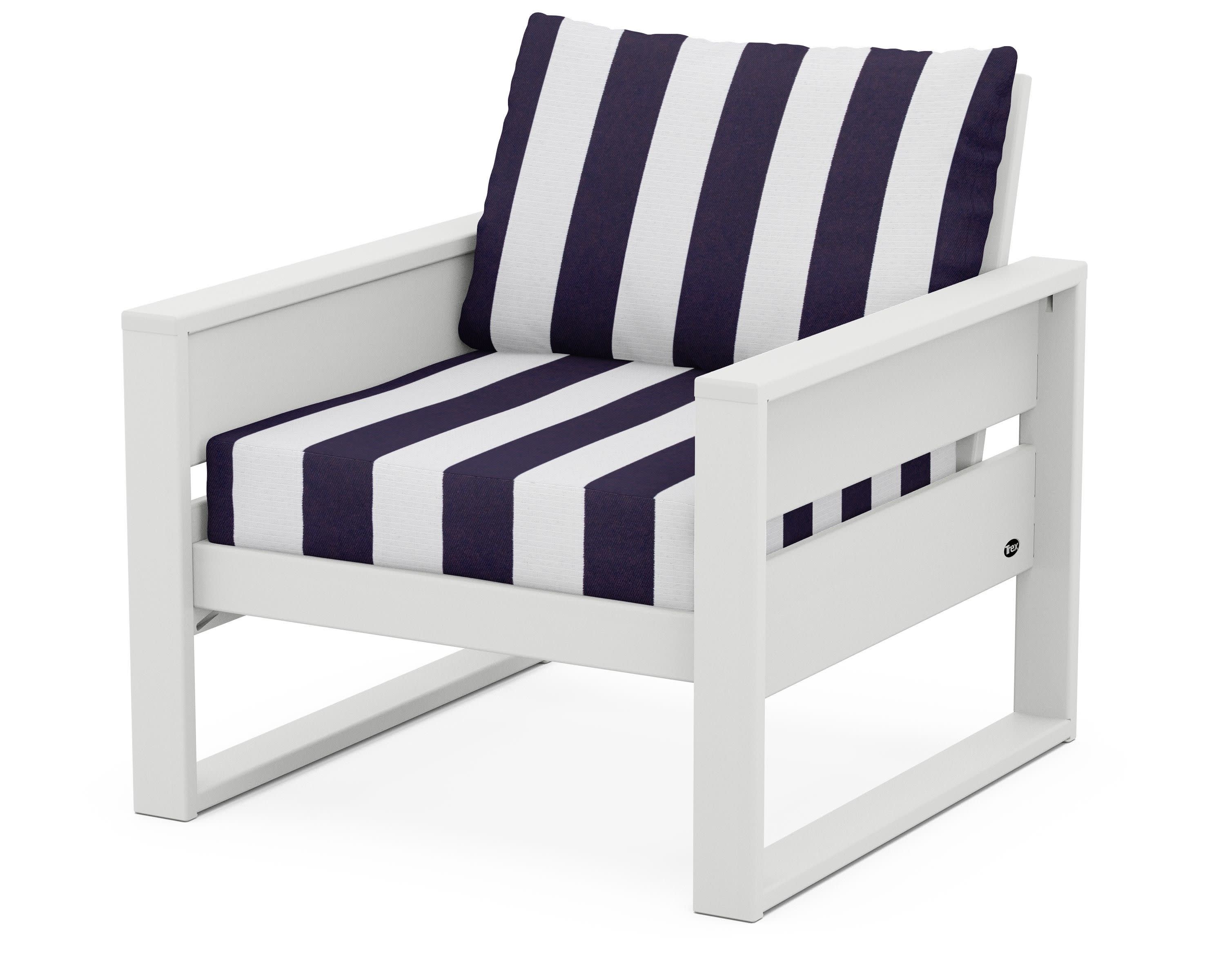 Eastport Club Chair in Classic White / Cabana Stripe Navy