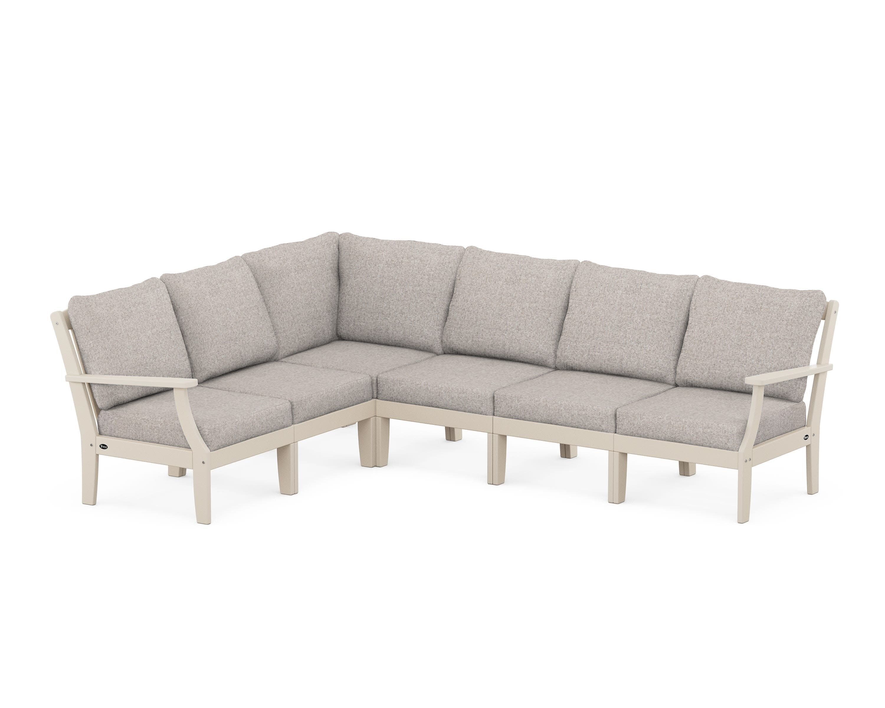 Yacht Club Modular 6-Piece Deep Seating Set in Sand Castle / Weathered Tweed