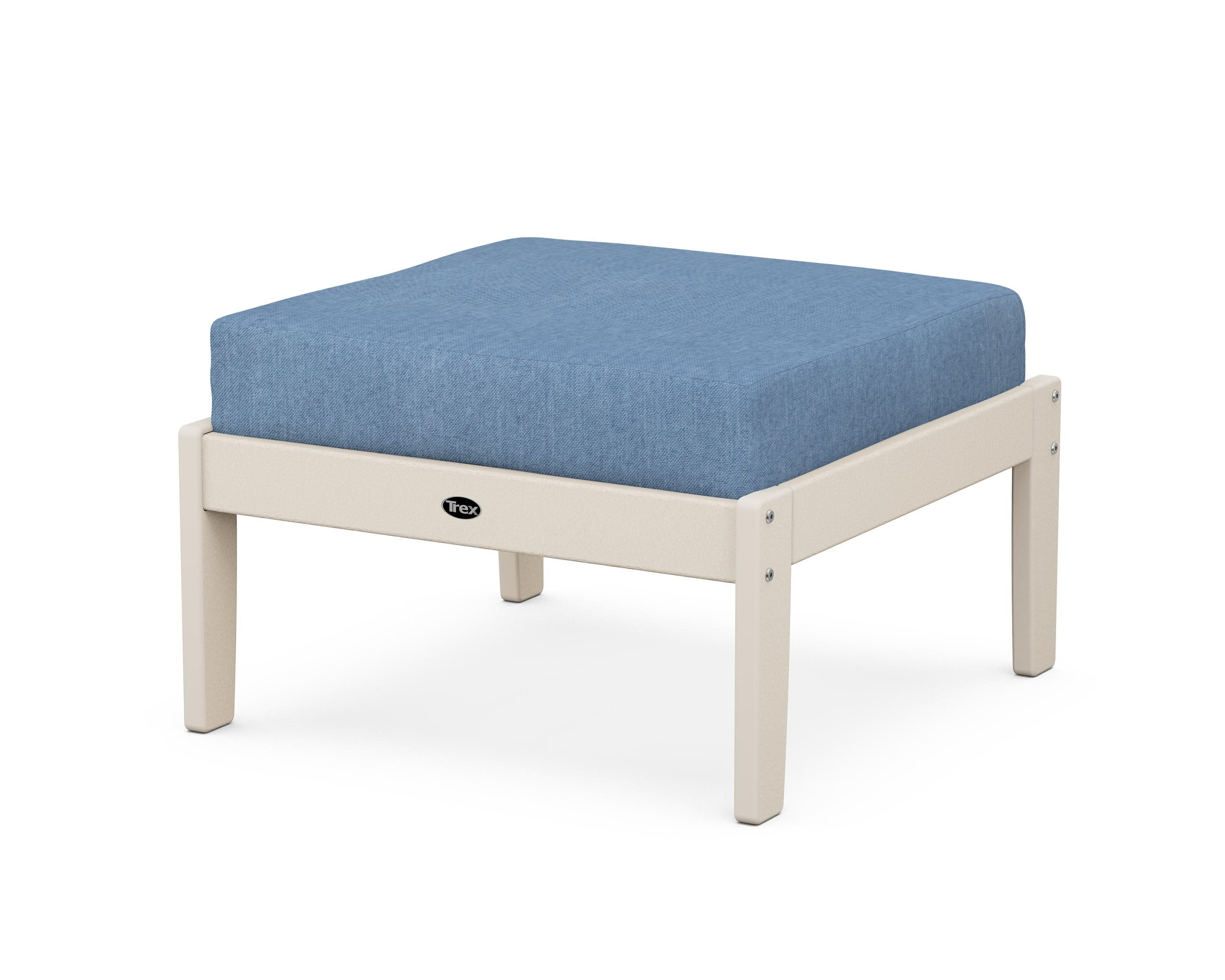 Yacht Club Deep Seating Ottoman in Sand Castle / Sky Blue