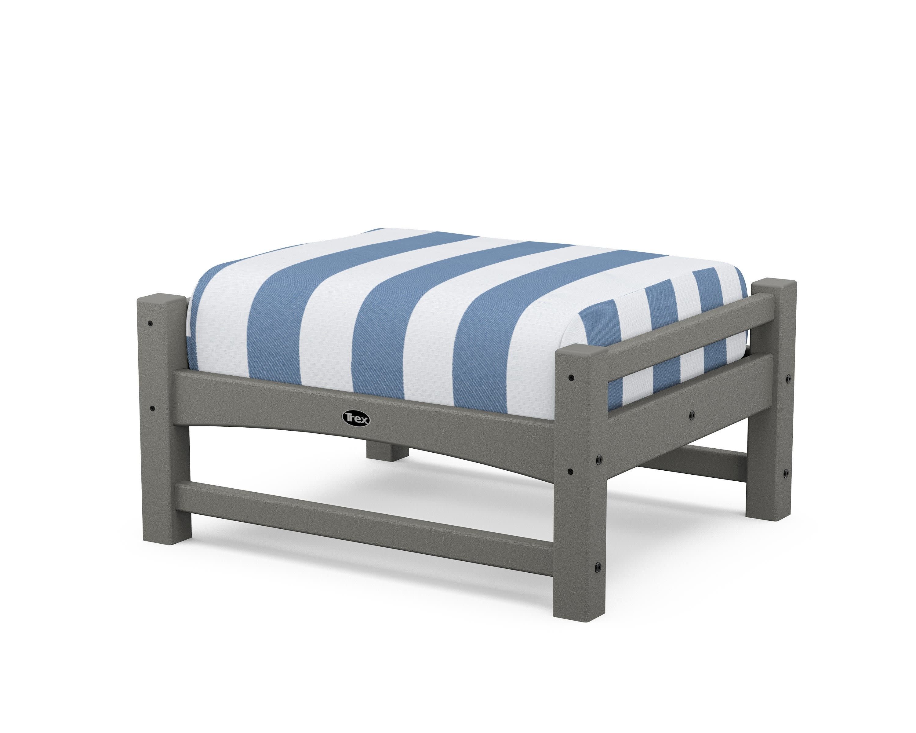 Rockport Club Ottoman in Stepping Stone / Cabana Stripe Sky Blue