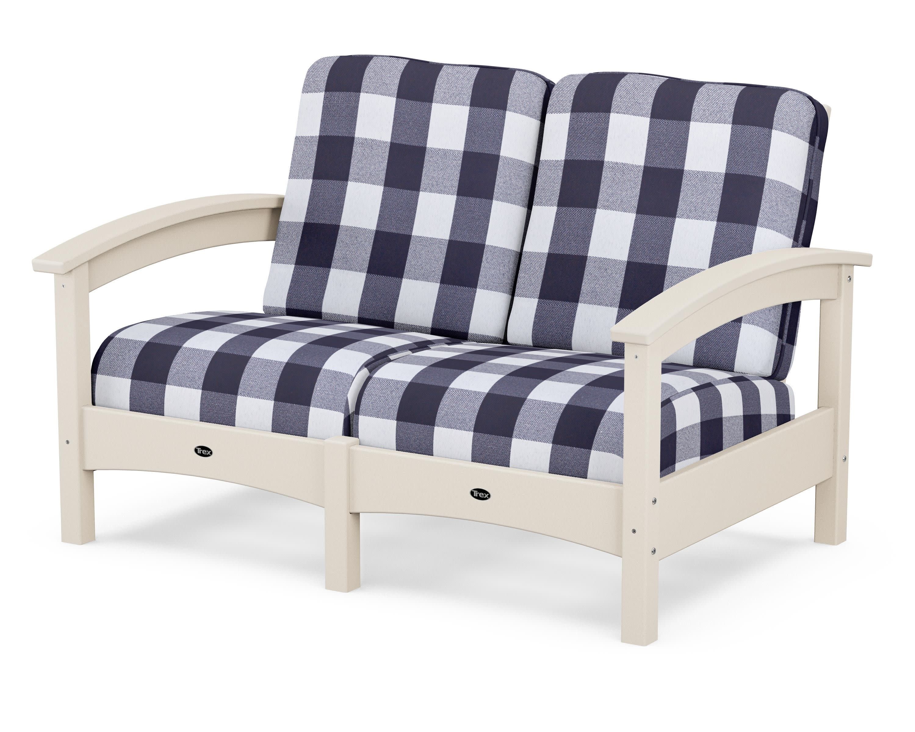 Rockport Club Loveseat in Sand Castle / Buffalo Plaid Navy