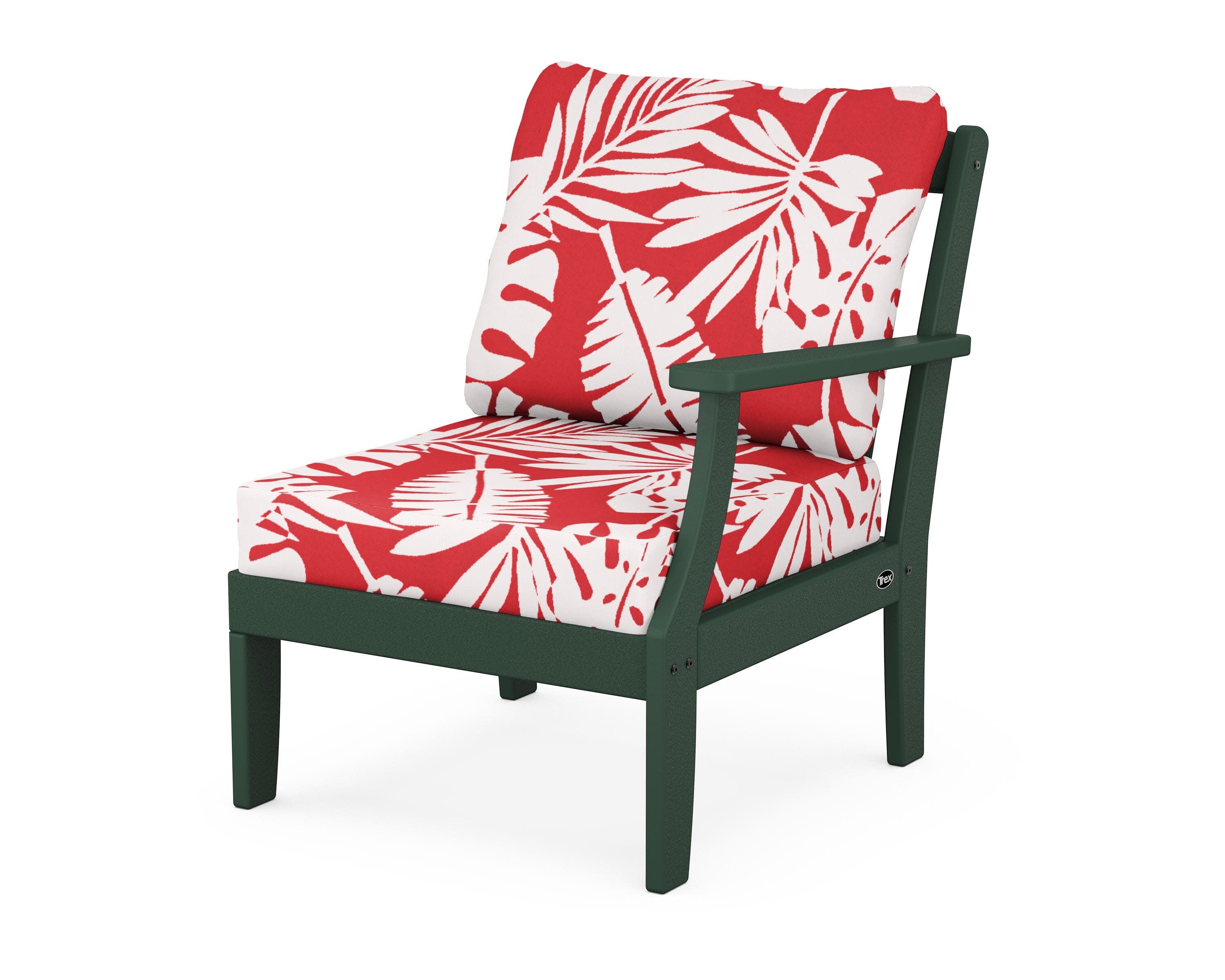 Yacht Club Modular Right Arm Chair in Rainforest Canopy / Leaf Crimson