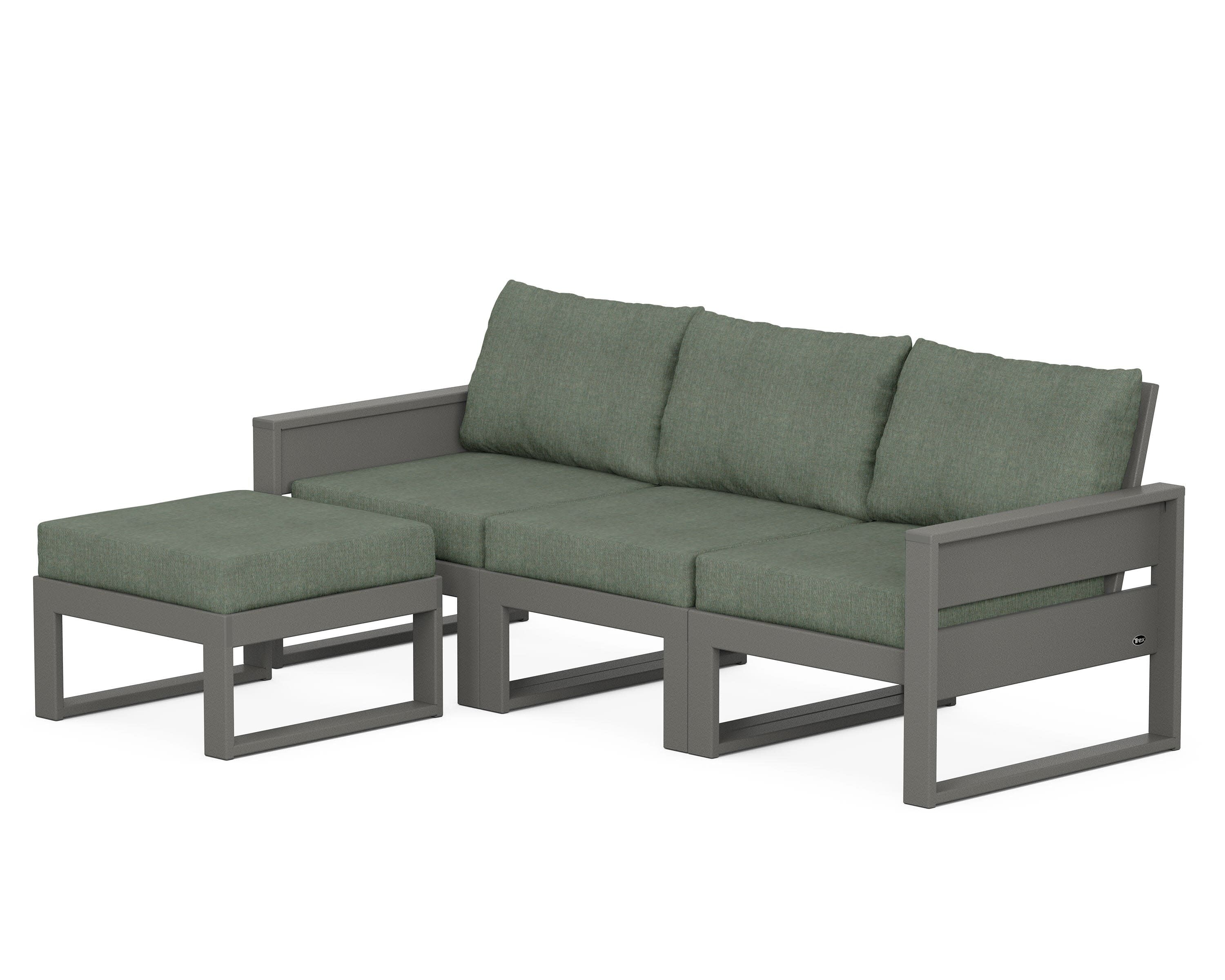 Eastport 4- Piece Sectional with Ottoman in Stepping Stone / Cast Sage
