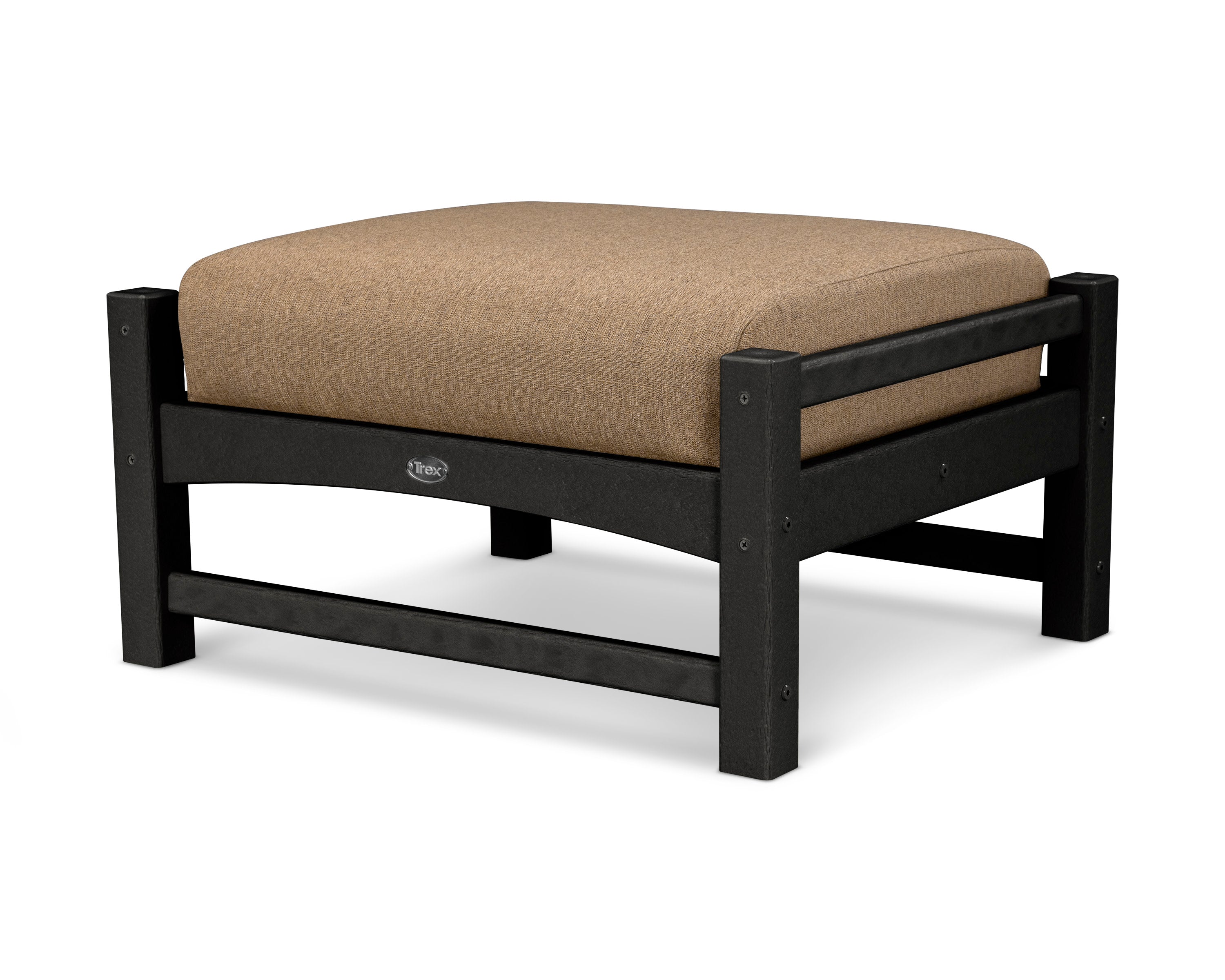 Rockport Club Ottoman in Charcoal Black / Sesame