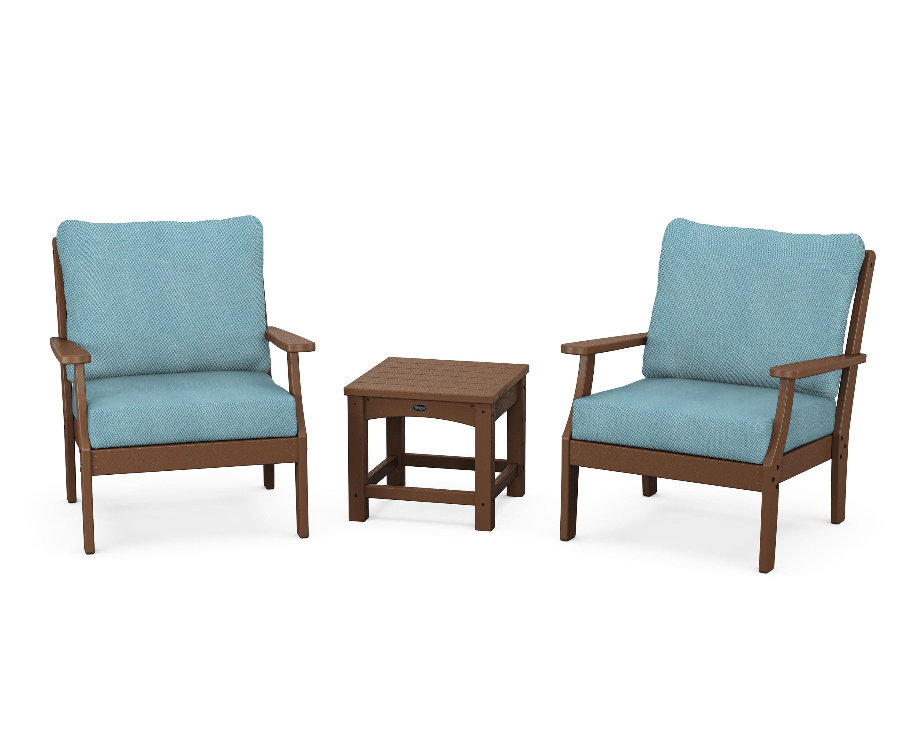 Yacht Club 3-Piece Deep Seating Set in Tree House / Lattice Sky Blue